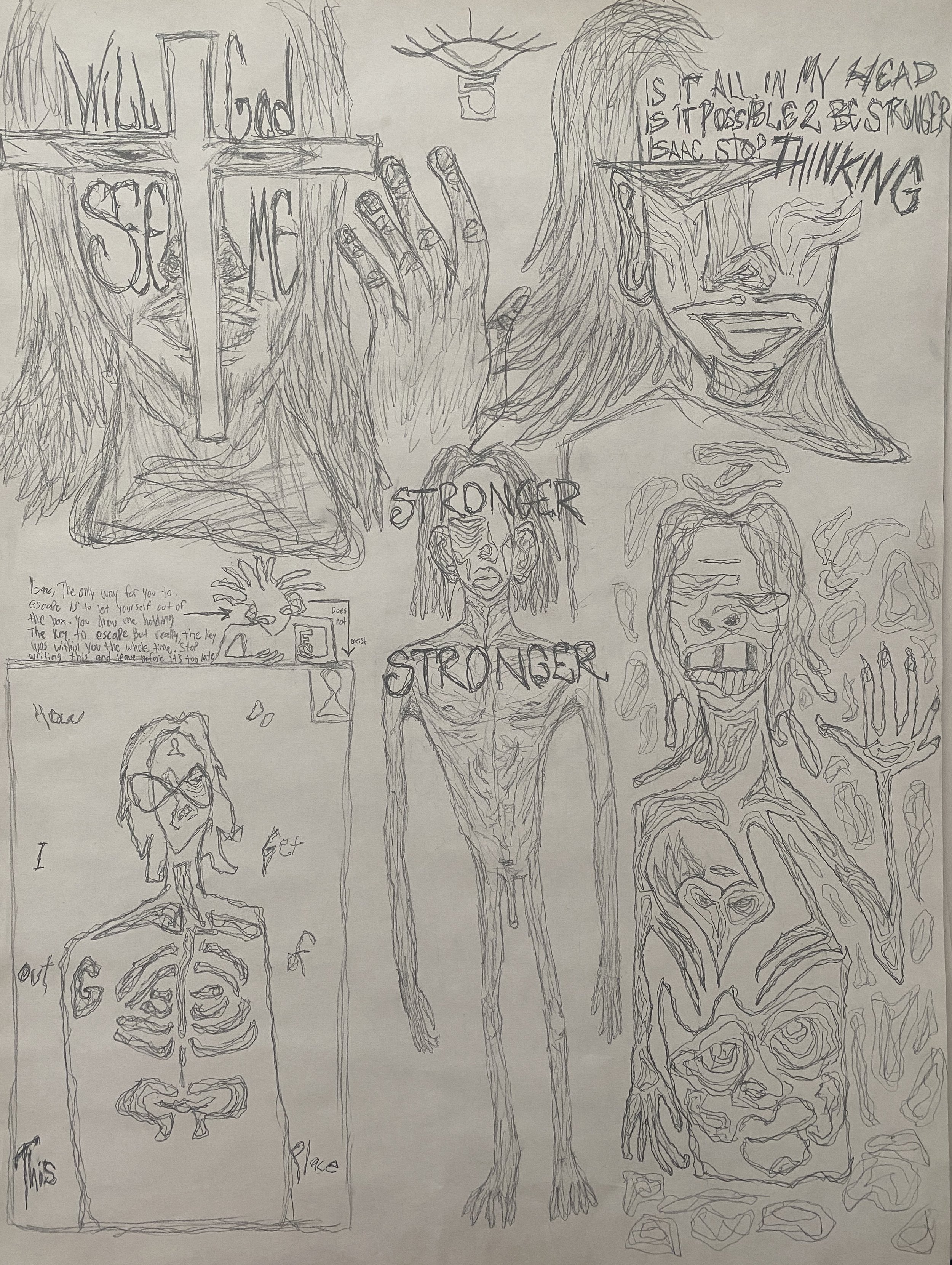 "5", Medium: Sketch Pencil
Year: 2024
"5 different versions of myself that are all at war with a certain part within me"