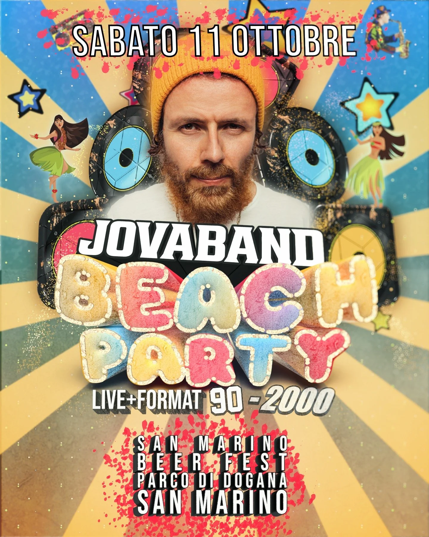 🌊🔥 Jovaband Beach Party &ndash; San Marino!
📅 Sabato 11 ottobre
📍 Parco di Dogana

🎶 Live show
💃 Ballerine
🎧 DJ set
✨ Un&rsquo;unica grande festa sotto le stelle!

👉 Tagga chi deve esserci con te!

#Jovaband #JovabandBeachParty #SanMarino #Pa