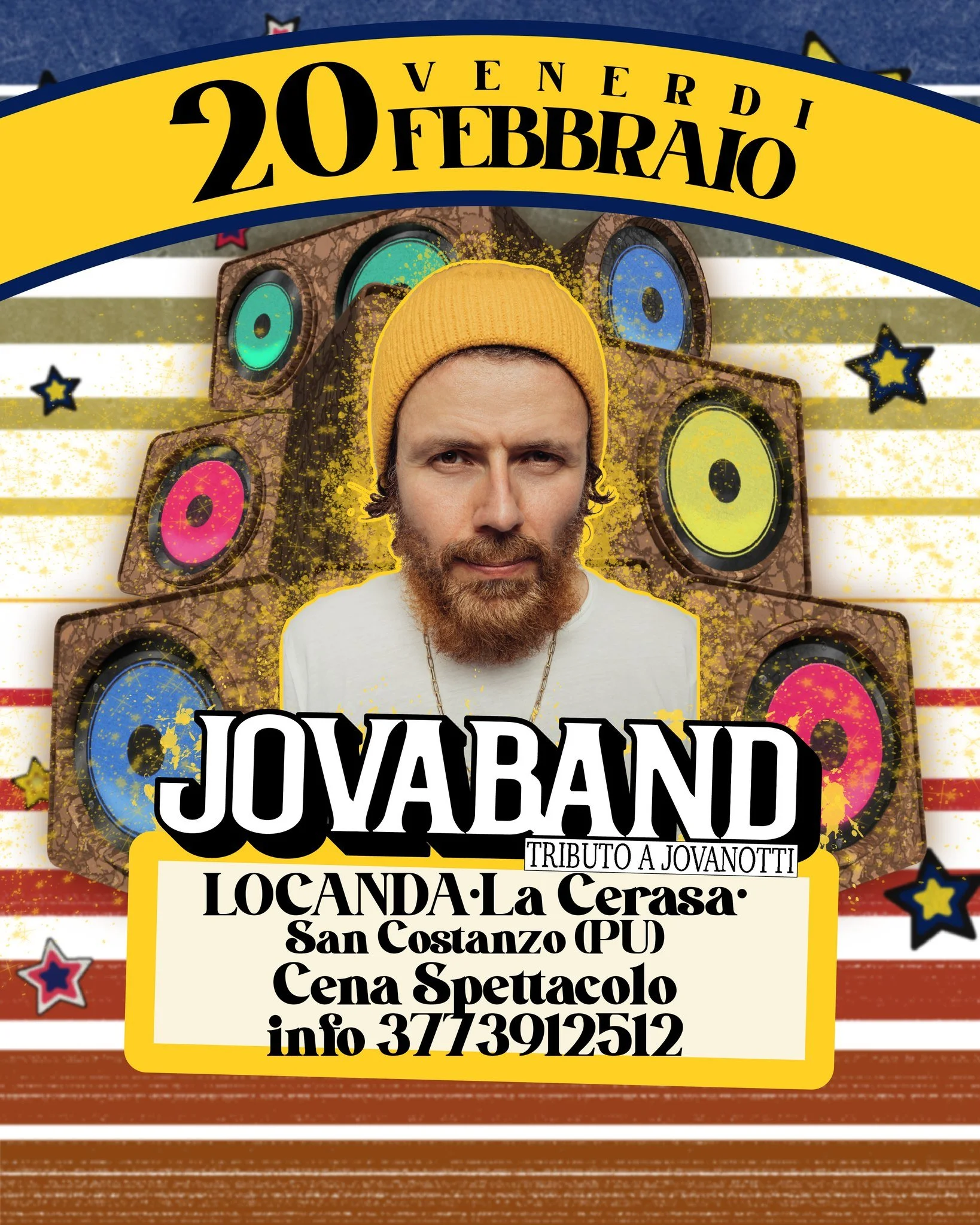 🔥 Venerd&igrave; 20 Febbraio &ndash; Locanda La Cerasa 🔥
📍 San Costanzo (PU)

Una serata JOVABAND LIVE, tutta da cantare e vivere fino all&rsquo;ultima canzone 🎤🔥
Cena, musica dal vivo e l&rsquo;energia delle hit di Jovanotti, in un&rsquo;atmosf