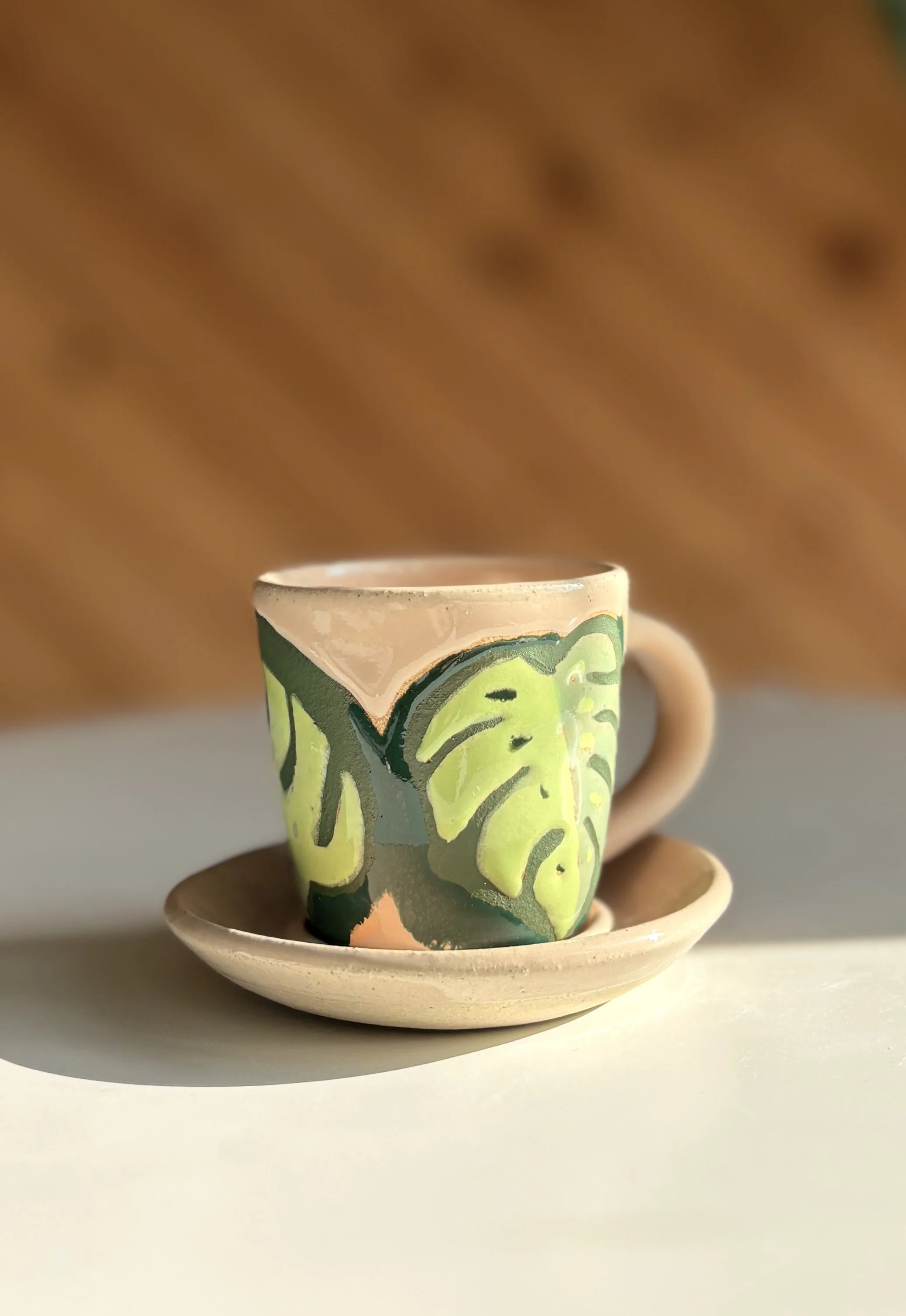 Monstera Espresso Cup with matching plate #1