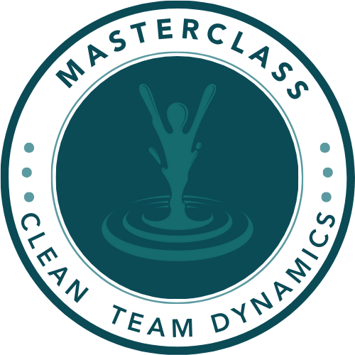 Et bilde med logoen til Distilled hvor det står Masterclass Clean Team Dynamics på. Illustrasjon. 
