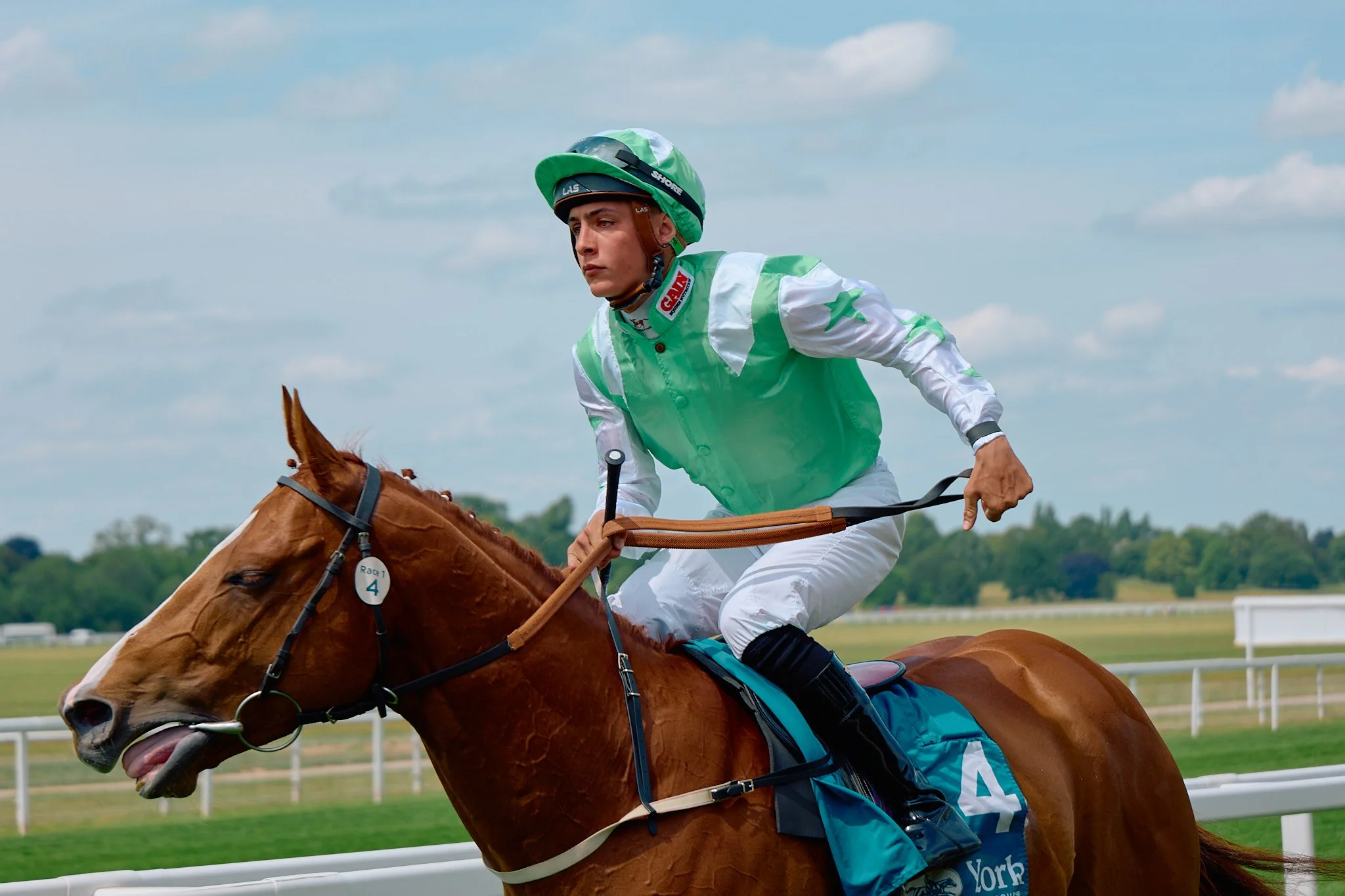 Jockey Cian Horgan on Al Muqdad at York Races during the Apprentice Handicap.