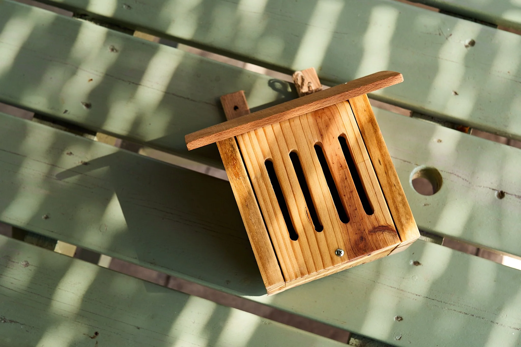 Handmade butterfly box made at Brunswick Organic Nursery.