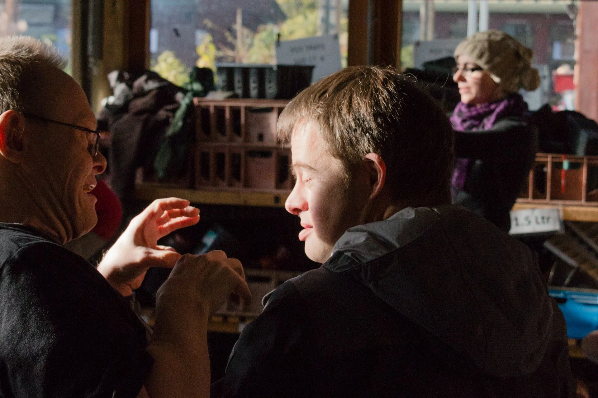 Three people during a dance workshop at Brunswick Organic Nursery in York.