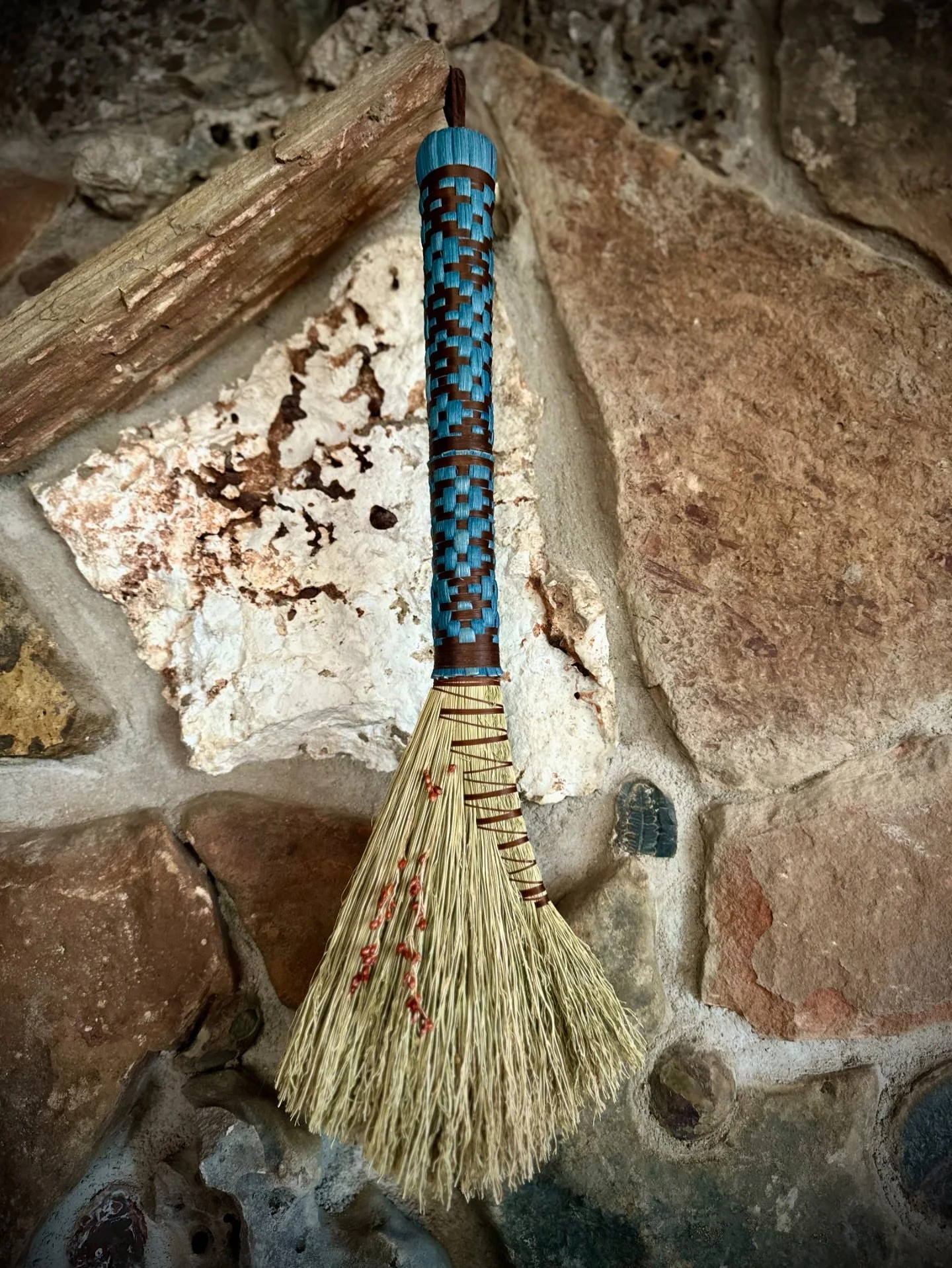 Hi there.

Things are cold and quiet in my cave. I wanted to peek my head out for a moment to share this new piece.

Behold THE MEDICINE STICK ORACLE WHISK

The intricate weave at the top took five hours alone. I feel protective around this new body 