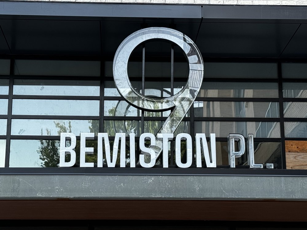 Bemiston Place number and channel letter sign