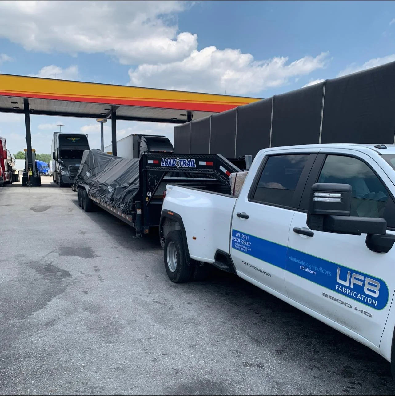 UFB truck and trailer carrying a protected shipment