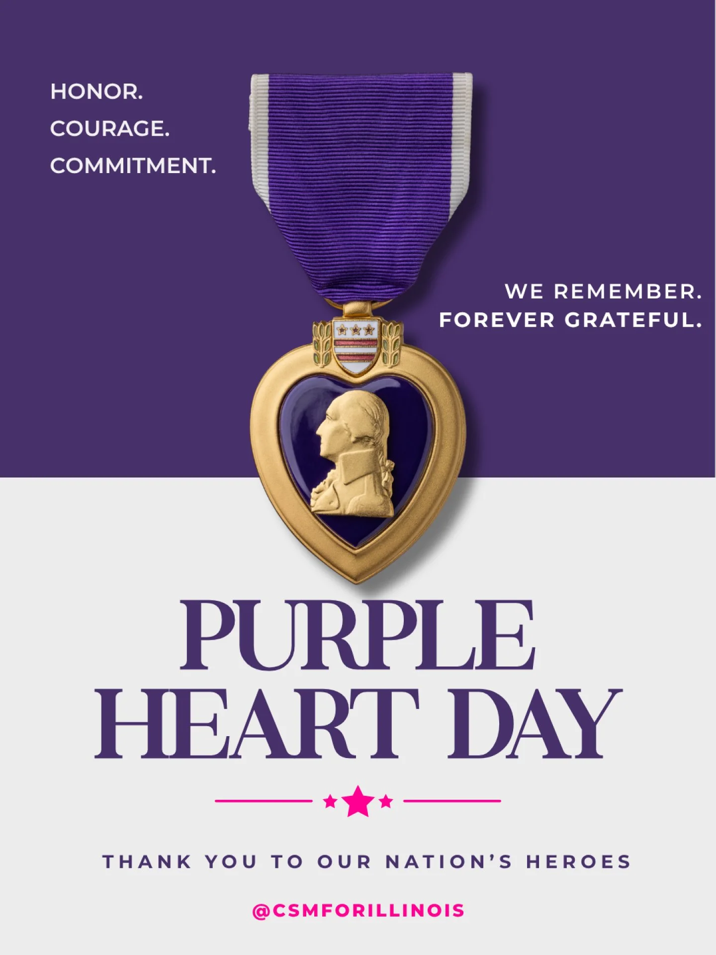 Today we honor the men and women who were wounded or killed in service to this country, and the families who carried what came home with them.

The Purple Heart is the oldest military distinction we award. It marks a cost that was paid by a person, a