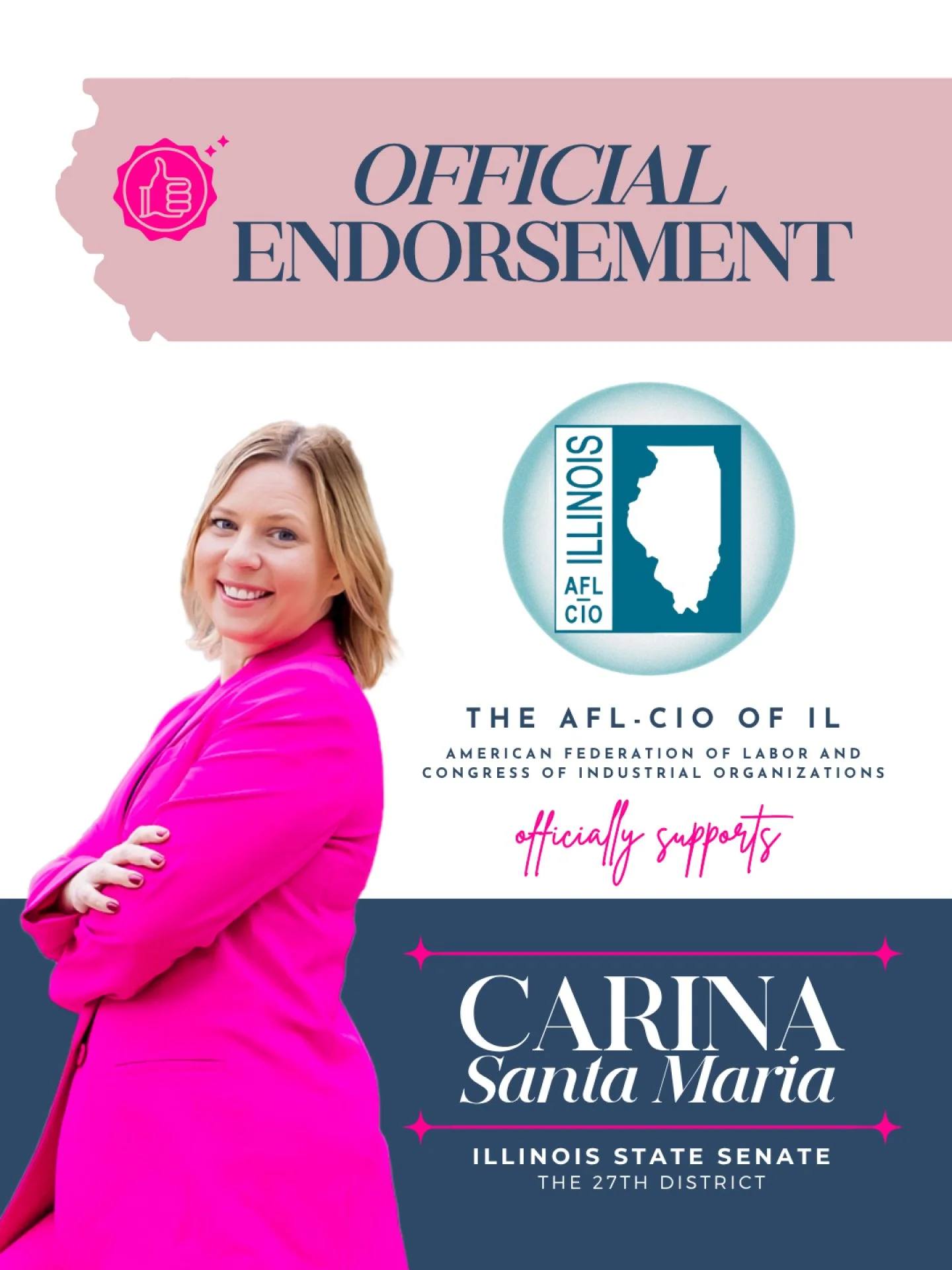 I&rsquo;m honored to share that the Illinois American Federation of Labor and Congress of Industrial Organizations (AFL-CIO) &mdash; one of the most significant and respected labor endorsements any candidate can receive.

This endorsement isn&rsquo;t