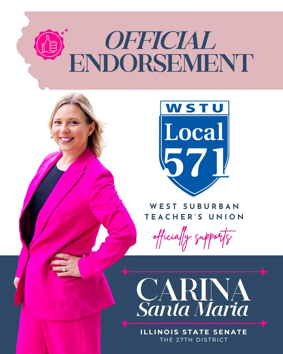 Grateful to be endorsed by the West Suburban Teachers Union @wstu571.

Our local educators know exactly what our schools need, because they're in the classrooms every day. I'll bring their voices to Springfield and fight for fully funded public schoo