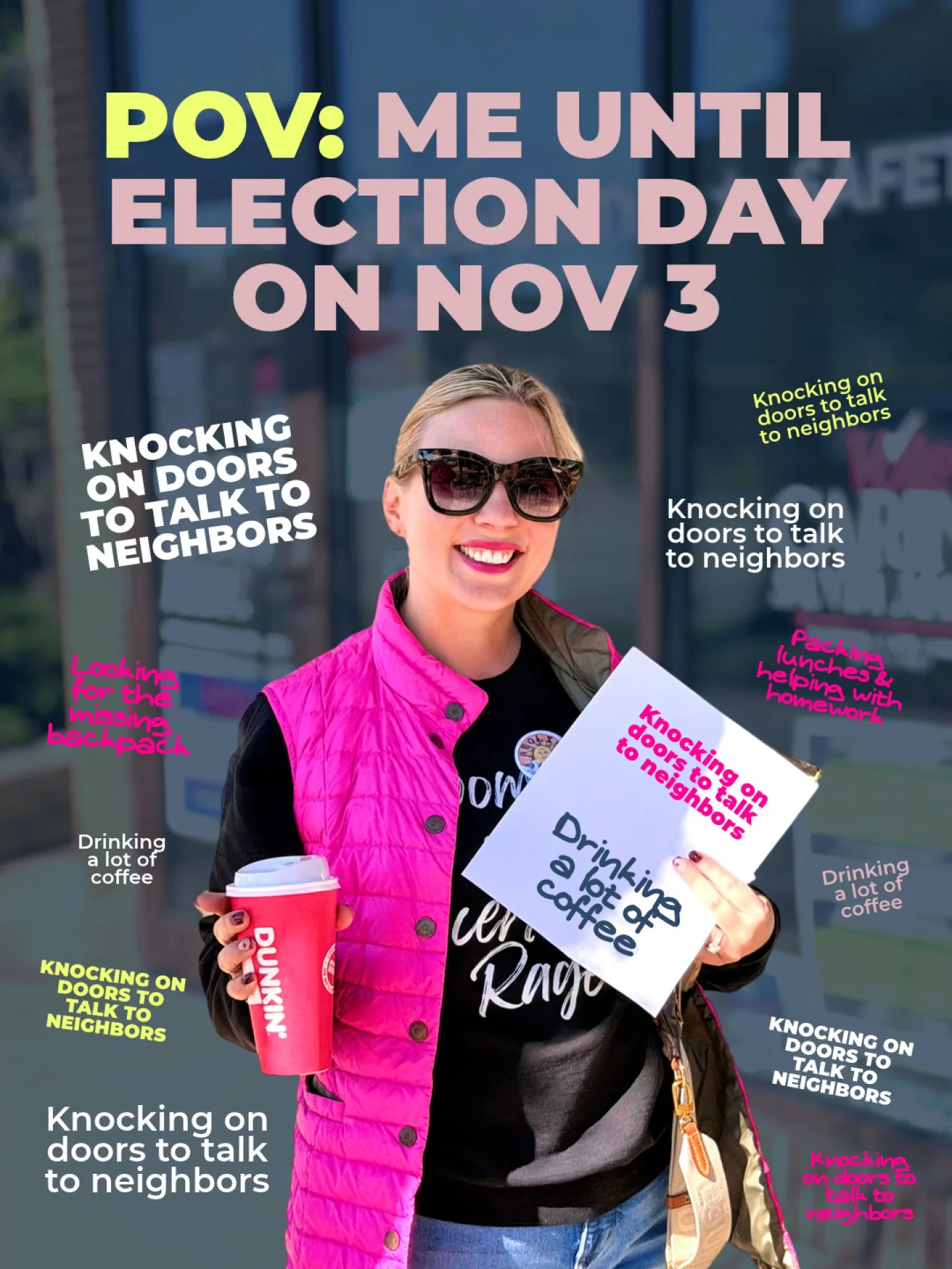 ☕️ Me, every day until November 3: coffee, doors, coffee, a missing backpack, more doors. Repeat.

Thank you to everyone who has opened your door this fall. These conversations are the best part of this whole thing. See you on the porch. 💗

*
*
*
*
