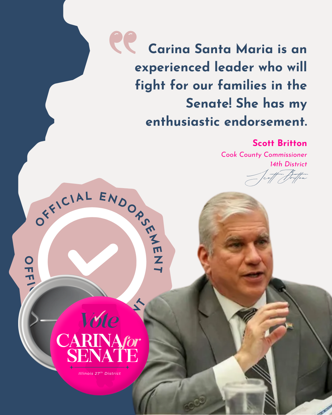 Officially Endorsed by Scott Britton —Cook County Commissioner, 14th District