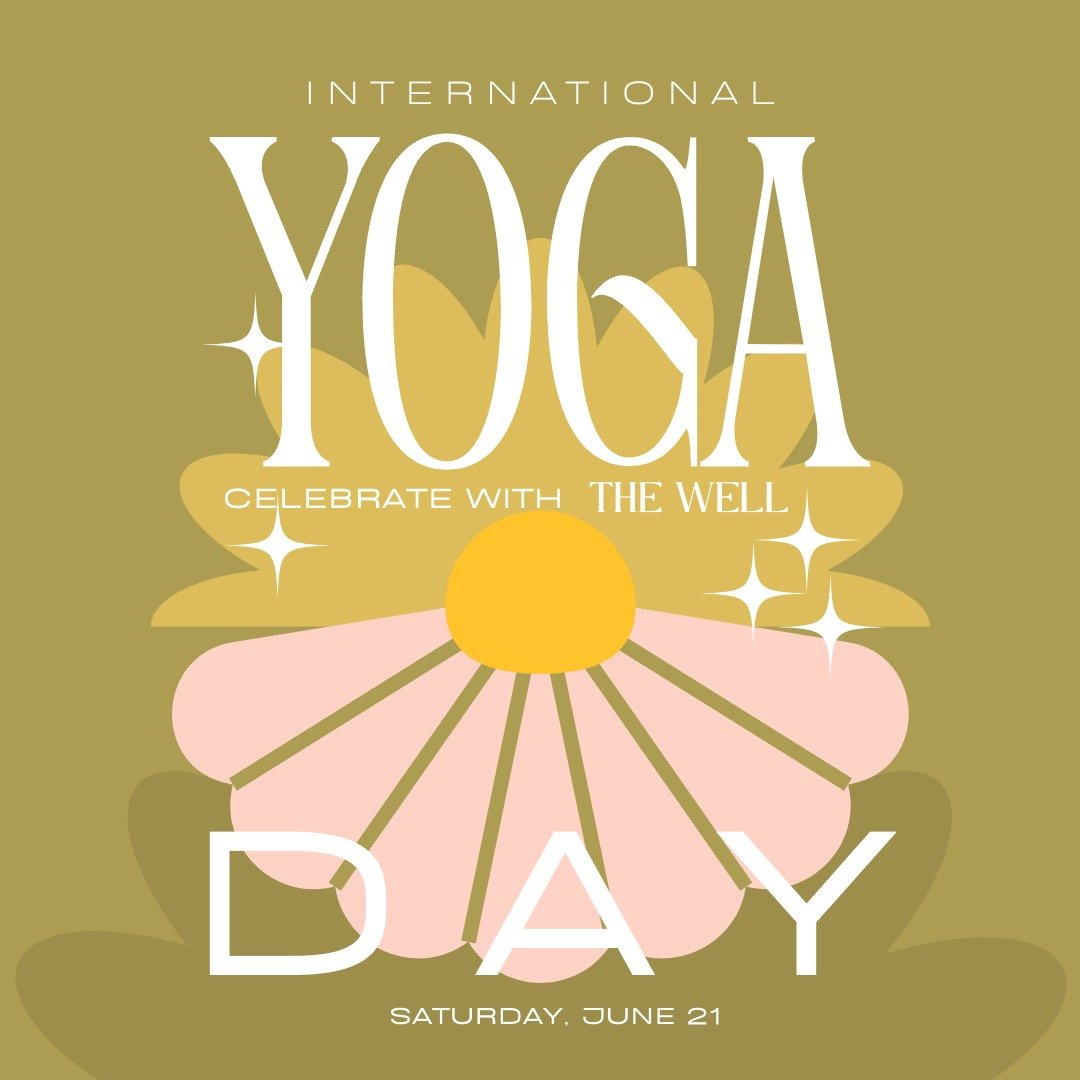 Celebrate International Yoga Day 🧘🏻&zwj;♀️ 
with The Well! 🖤🤍 Saturday, June 21 
FREE CLASSES AND GIVEAWAYS
Classes will be free all day:
8 am Sculpt Express with Carmen
9 am Shred with Mimi
10:30 Slow Flow with Lynn
Noon Yoga on the Green with M