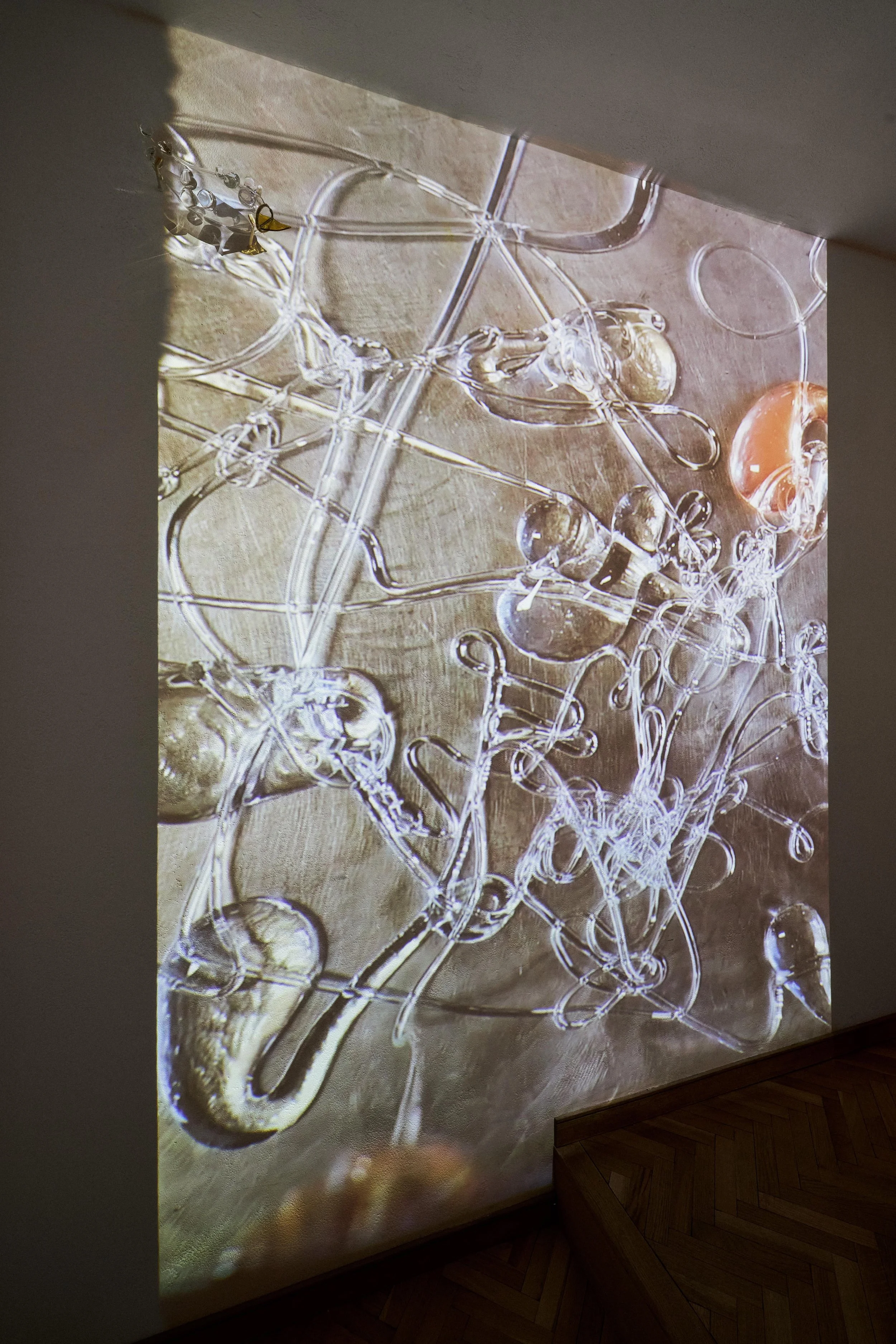 杜蒙，《交织之间，路径出现》，2026，玻璃、镜子、银箔、彩色无声影像、综合材料，27 x 8 x 8 cm，影像时长15分钟59秒.jpg