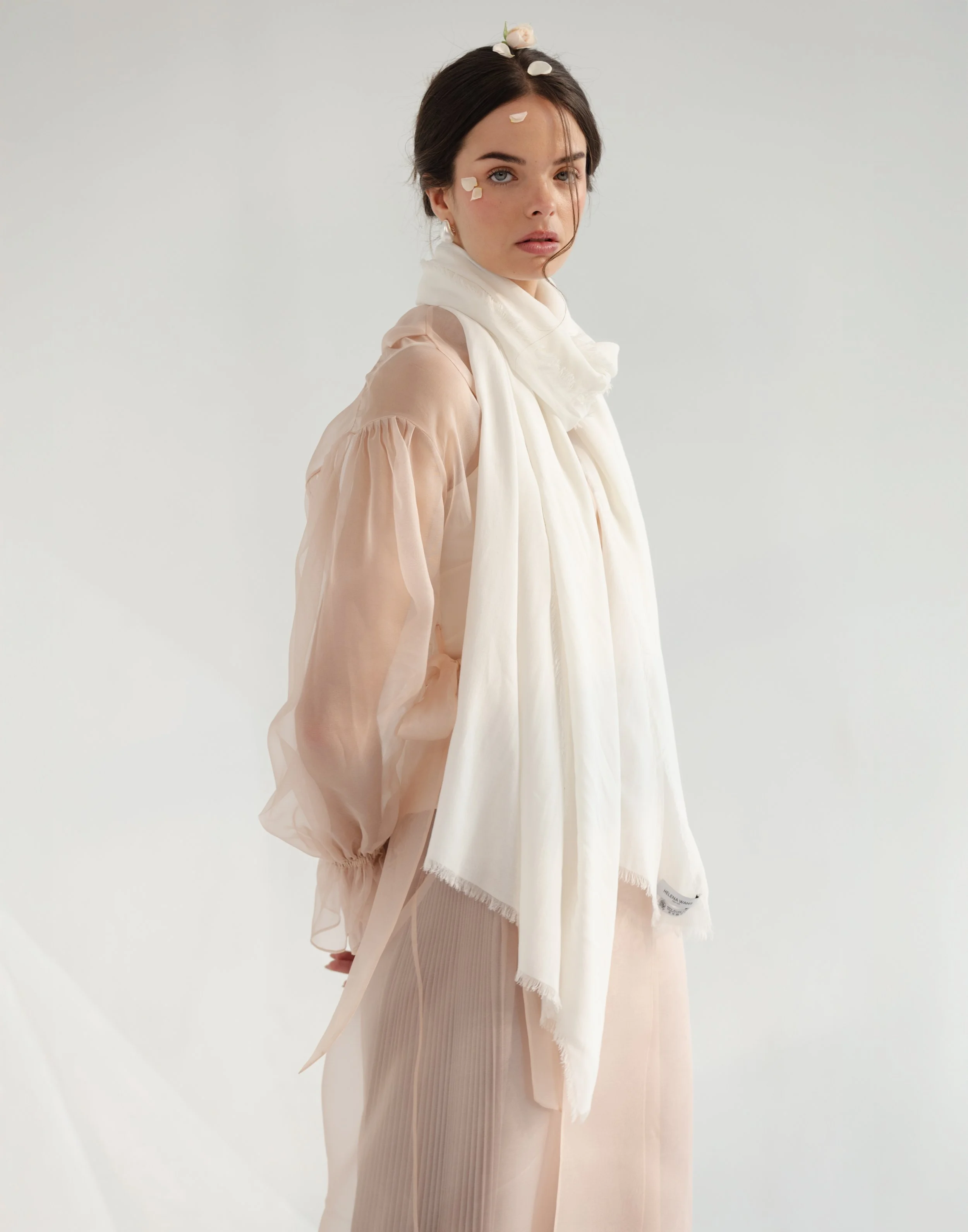 Rose Fiber Scarf - White by Helena Wang