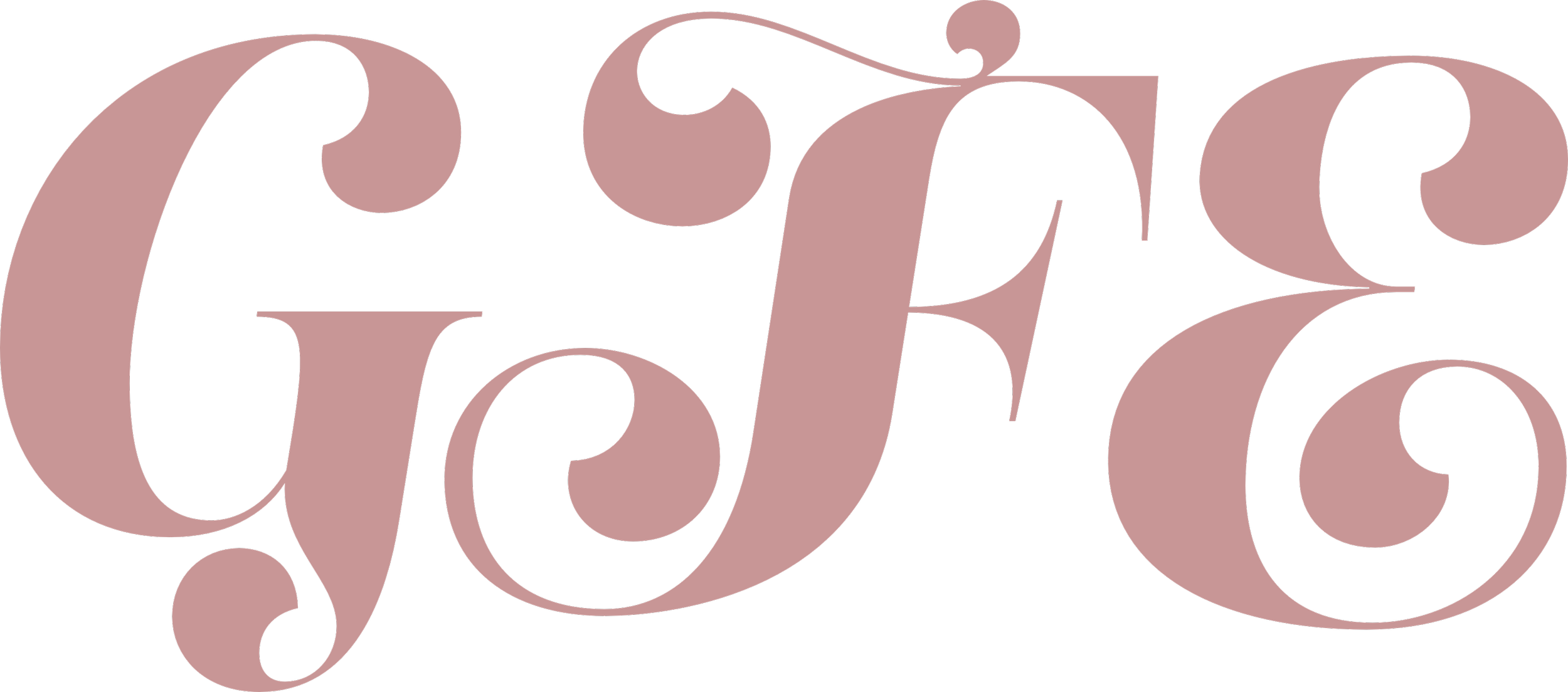 Stylized pink text spelling 'GFE' on a black background.