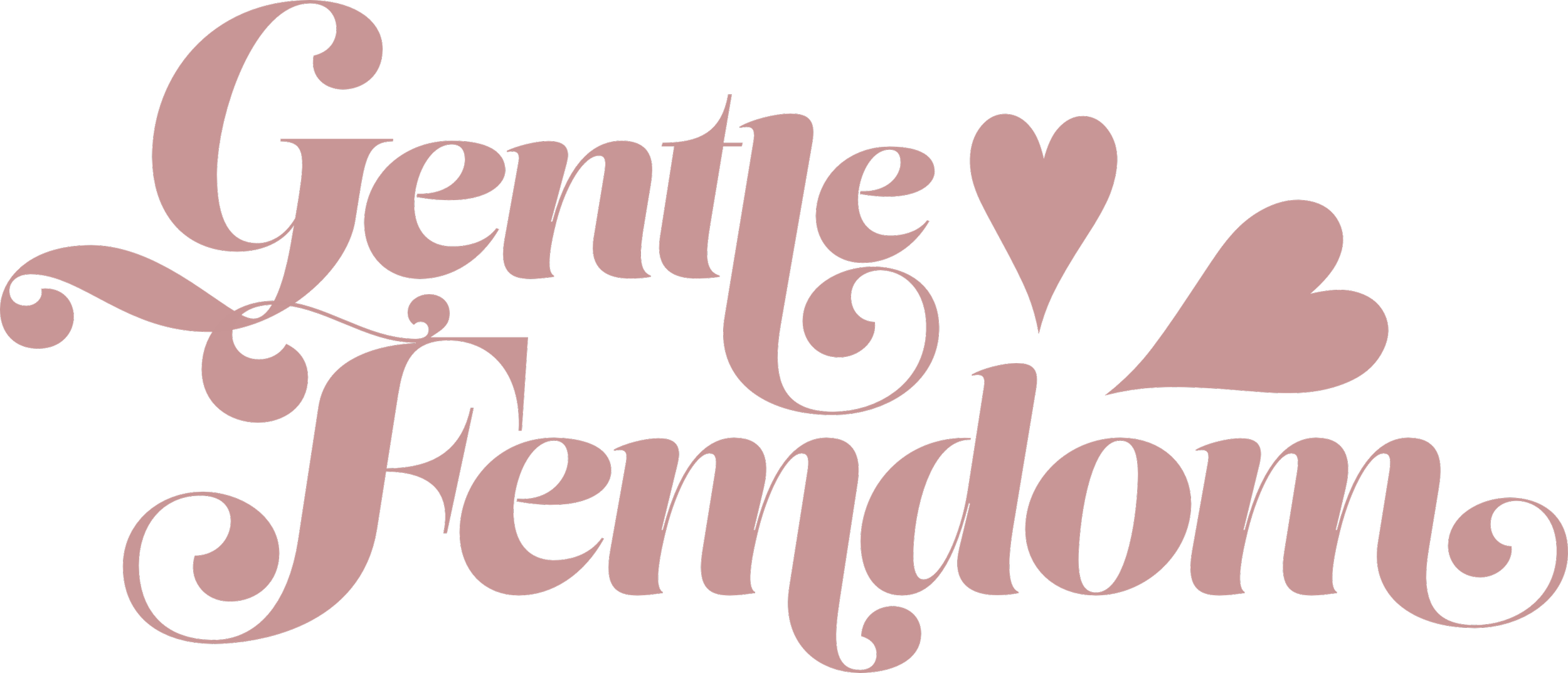 Stylized text saying 'Gentle femdom' pink cursive, with decorative swirls and heart shapes.