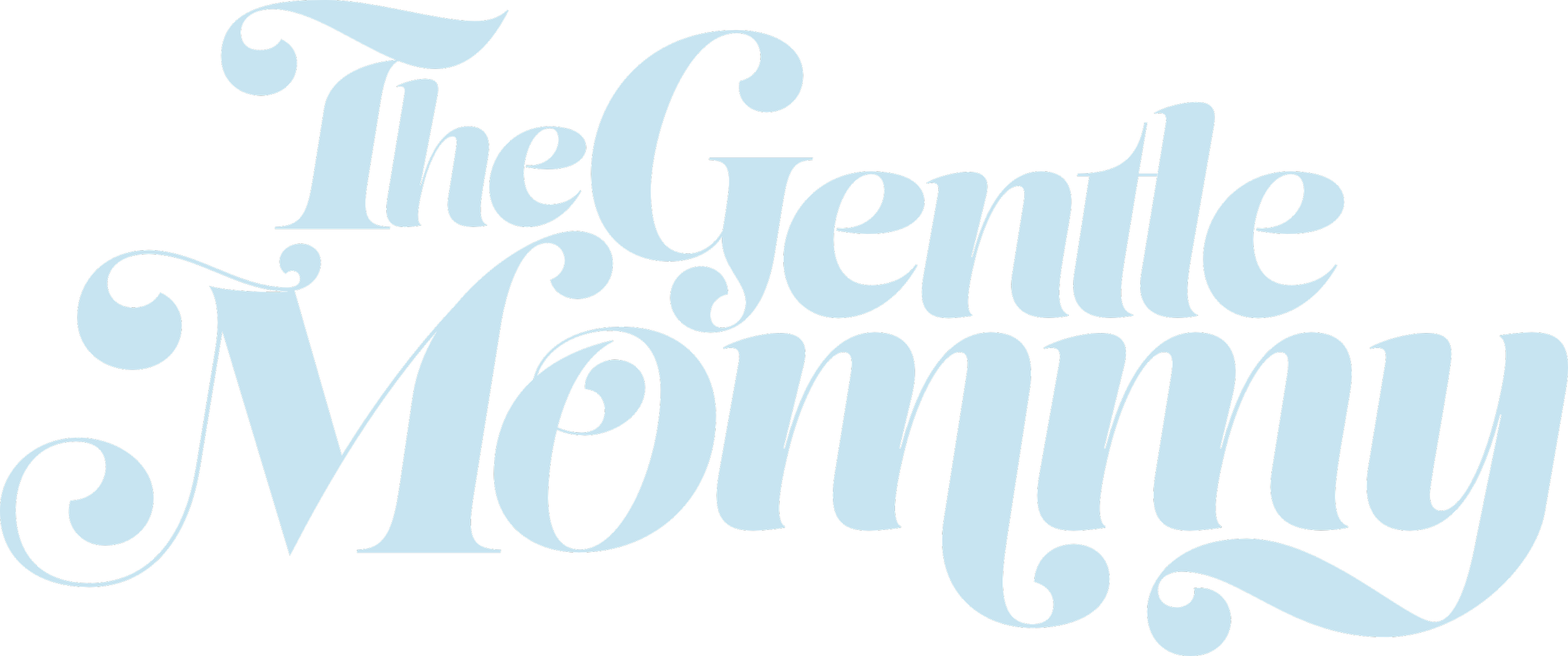 Stylized light blue text on black background reads "The Gentle Mommy."