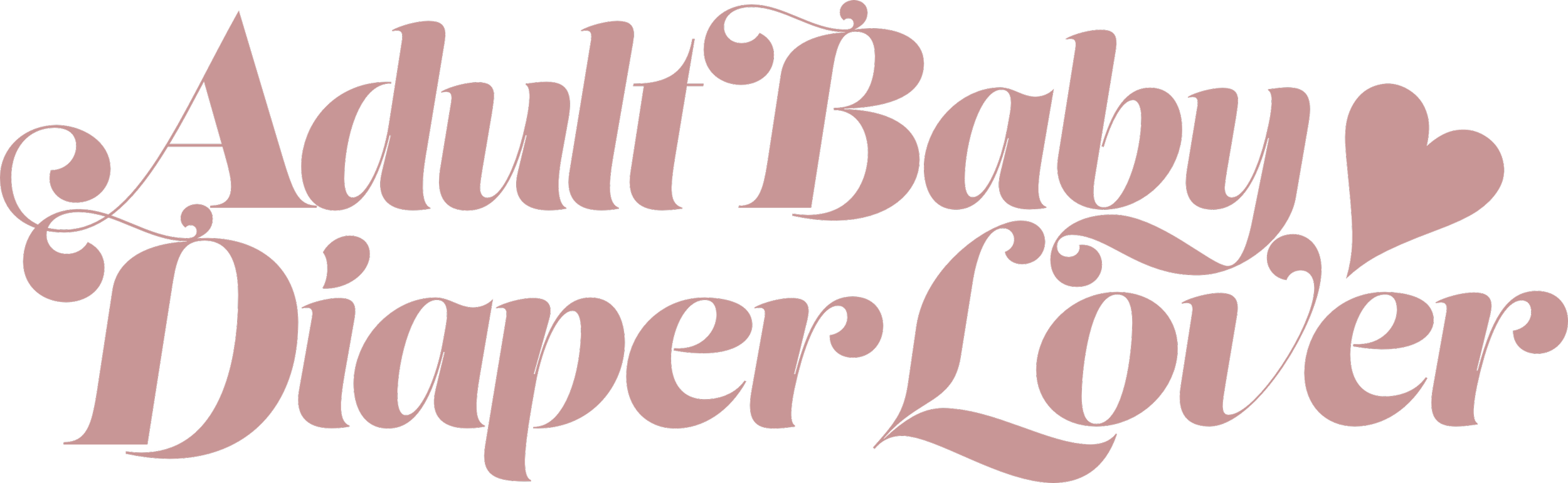 Text that says 'Adult Baby Diaper Lover' in pink cursive font with decorative swirls and hearts.