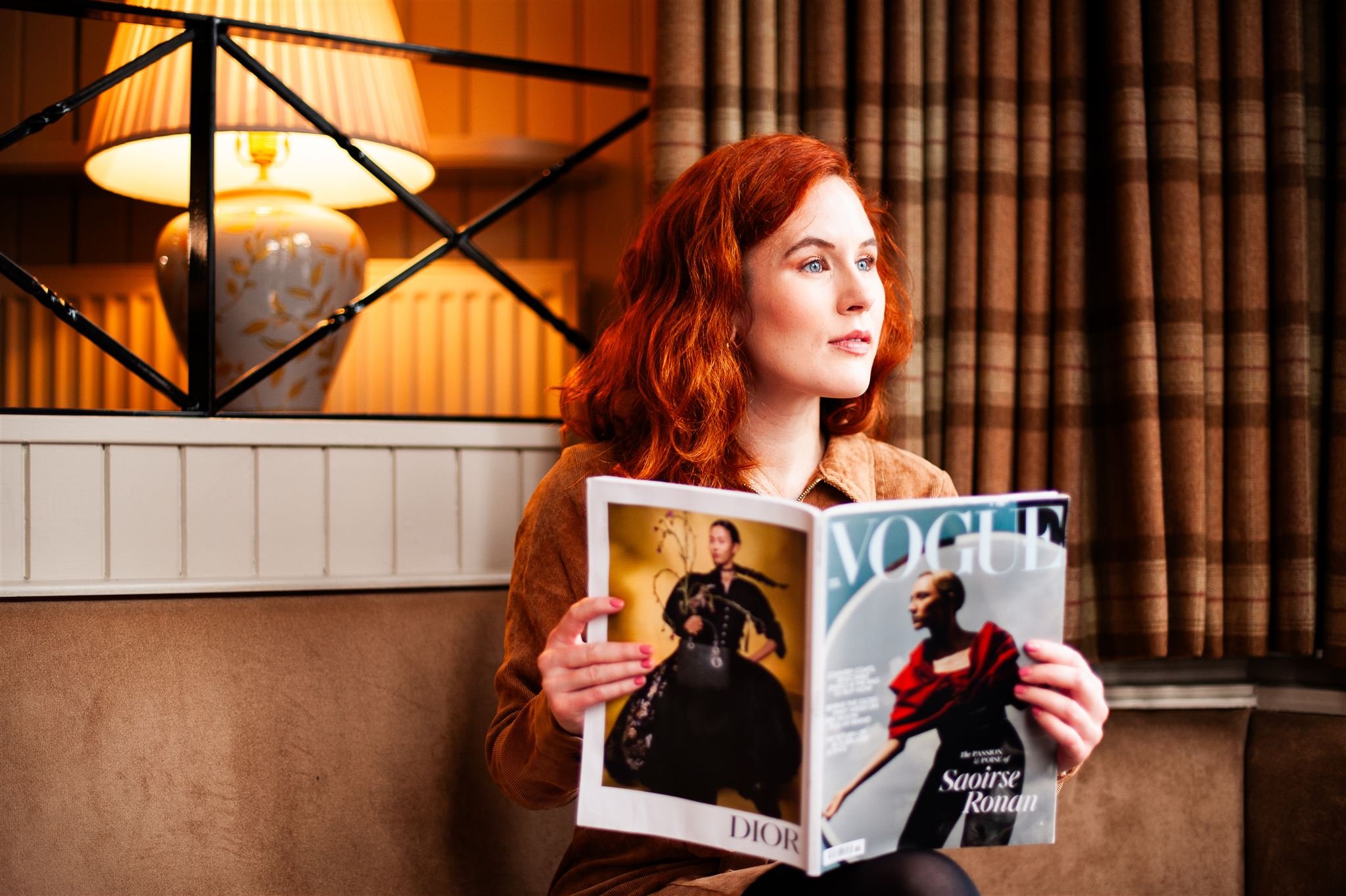 Francesca Flynn modelling for Ulbster Arms Hotel lifestyle shoot, 2024. Photography by Gavin Macqueen.