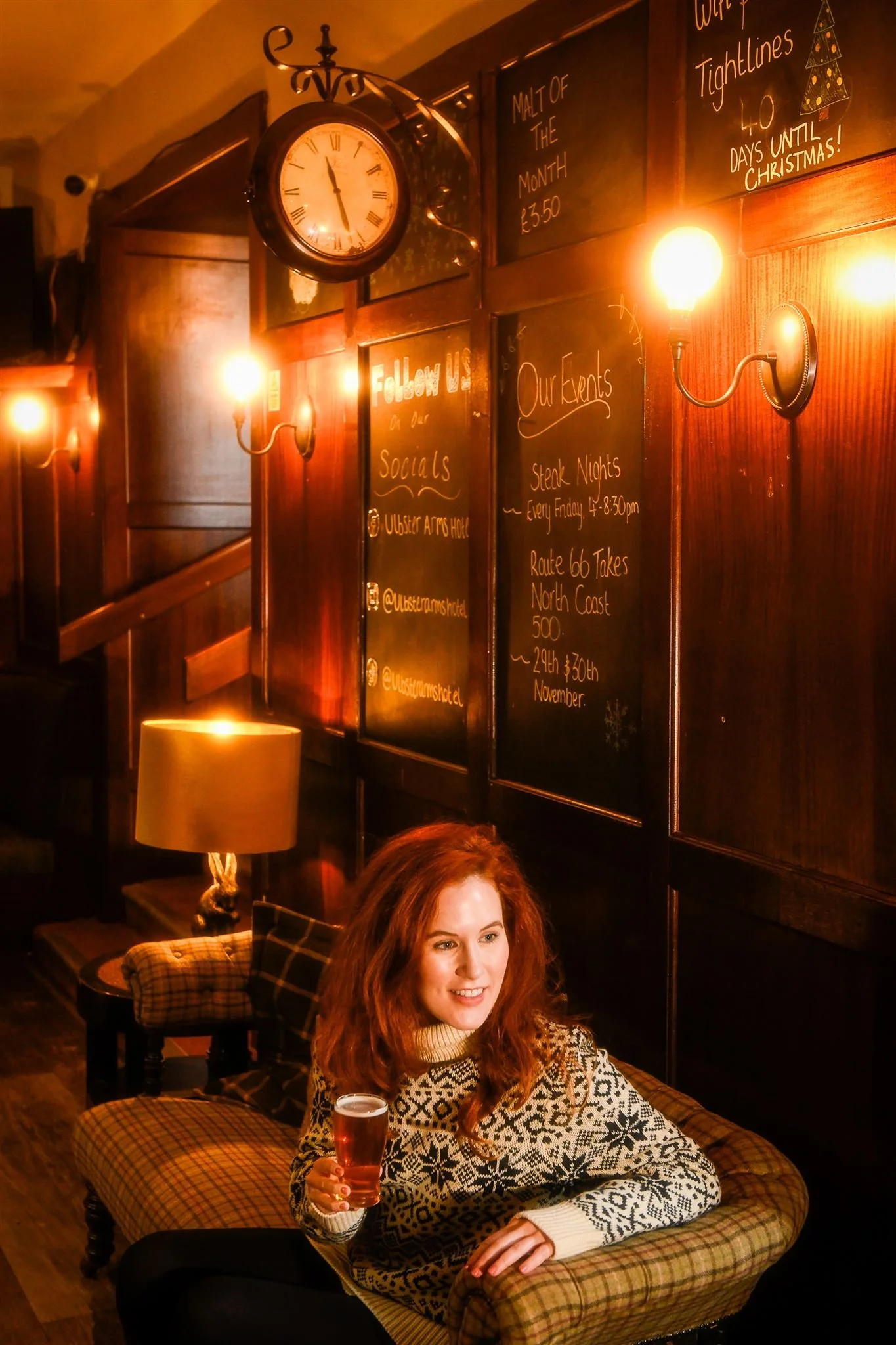 Francesca Flynn modelling for Ulbster Arms Hotel lifestyle shoot, 2024. Photography by Gavin Macqueen.