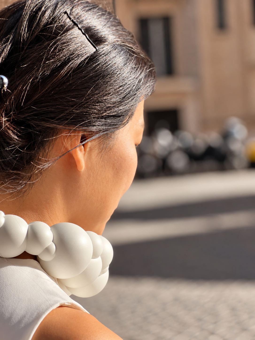 Sculptural Bubble Necklace in Sunlight.png