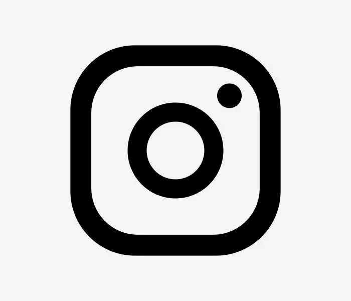 Black and white Instagram logo on a gray background.