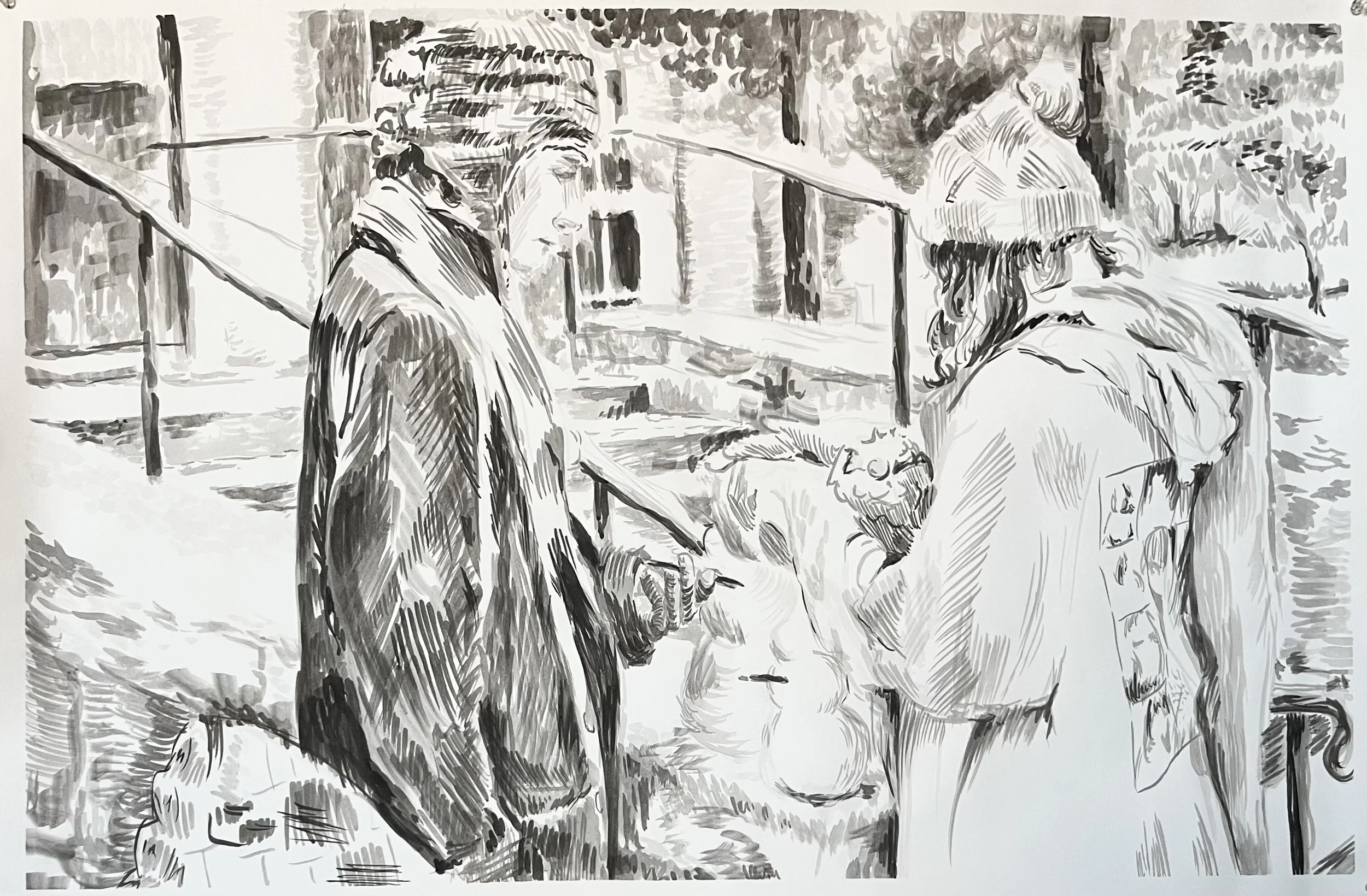 Snow Day, ink on paper, 2025