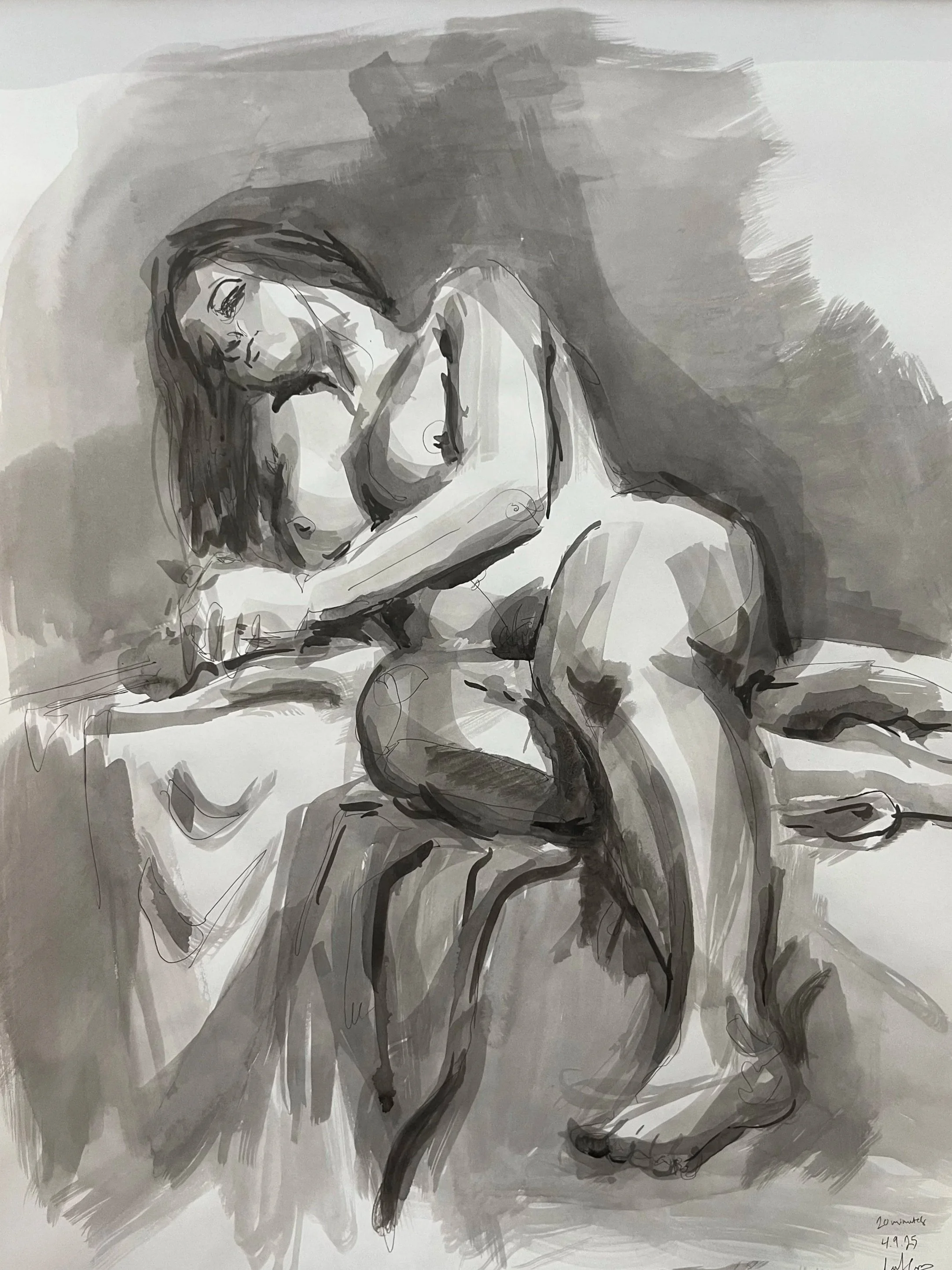 Figure Study, ink on paper, 2025