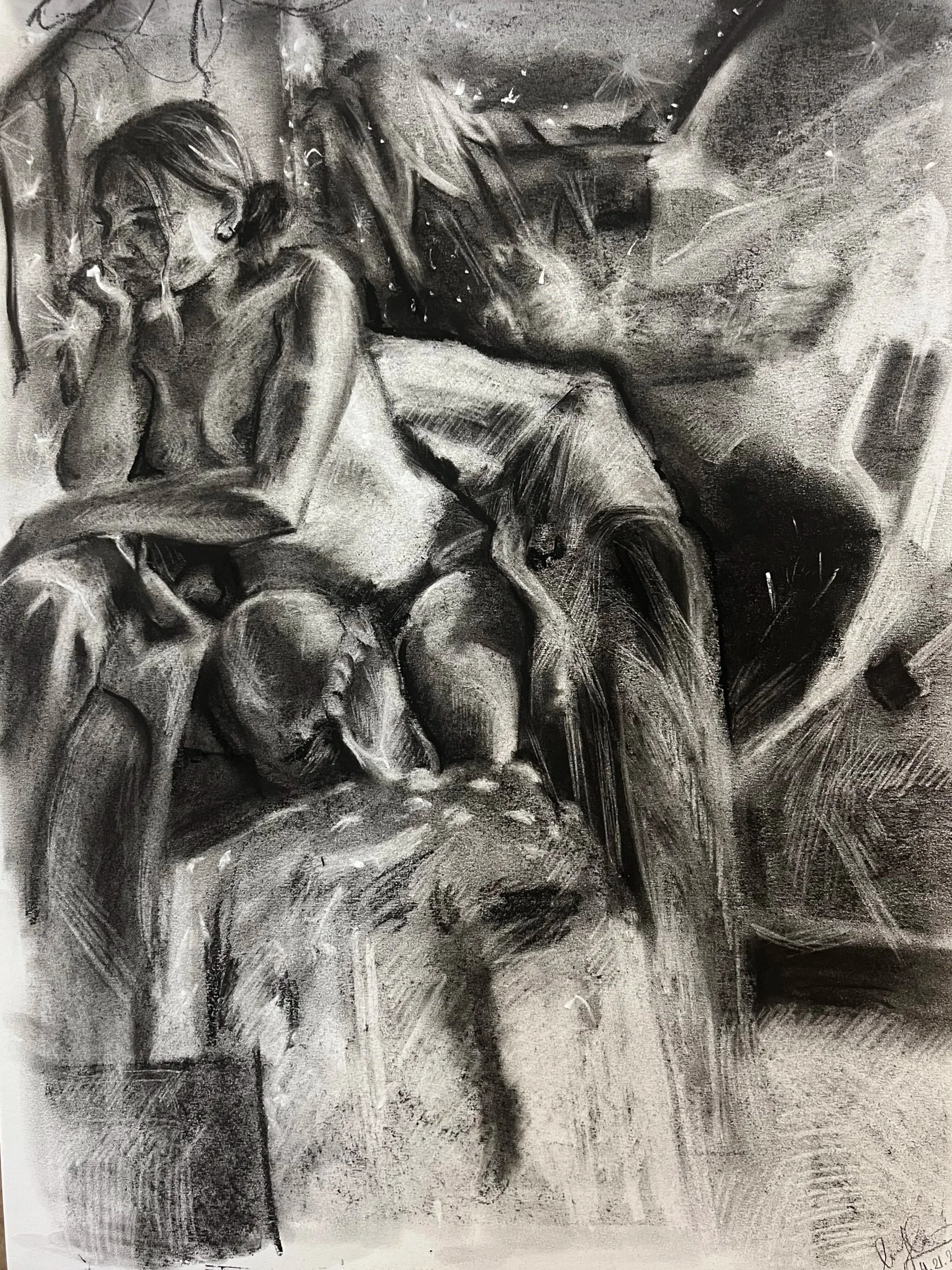 Figure Study, charcoal on paper, 2025