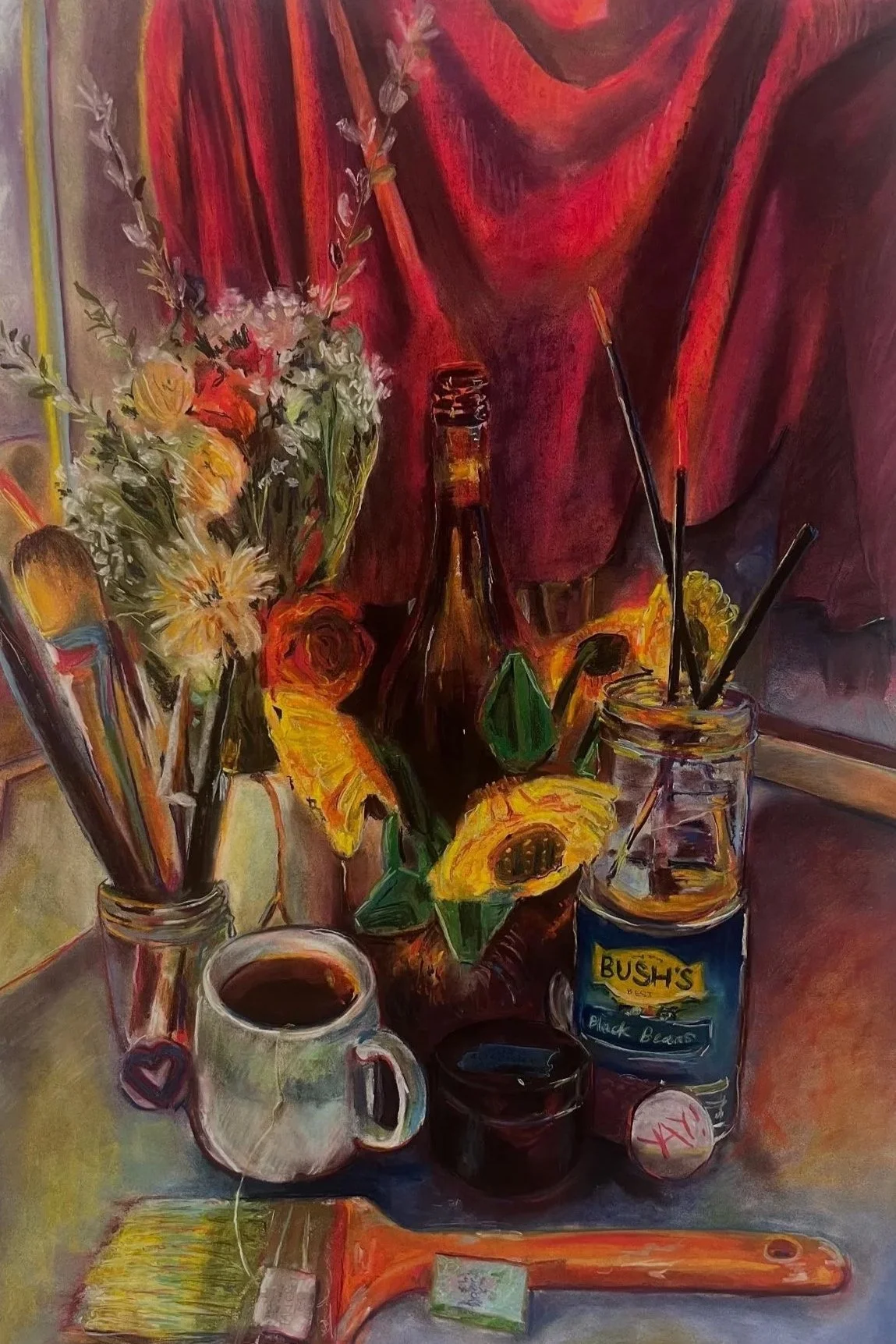 A Few of My Favorite Things, pastel on paper, 2025