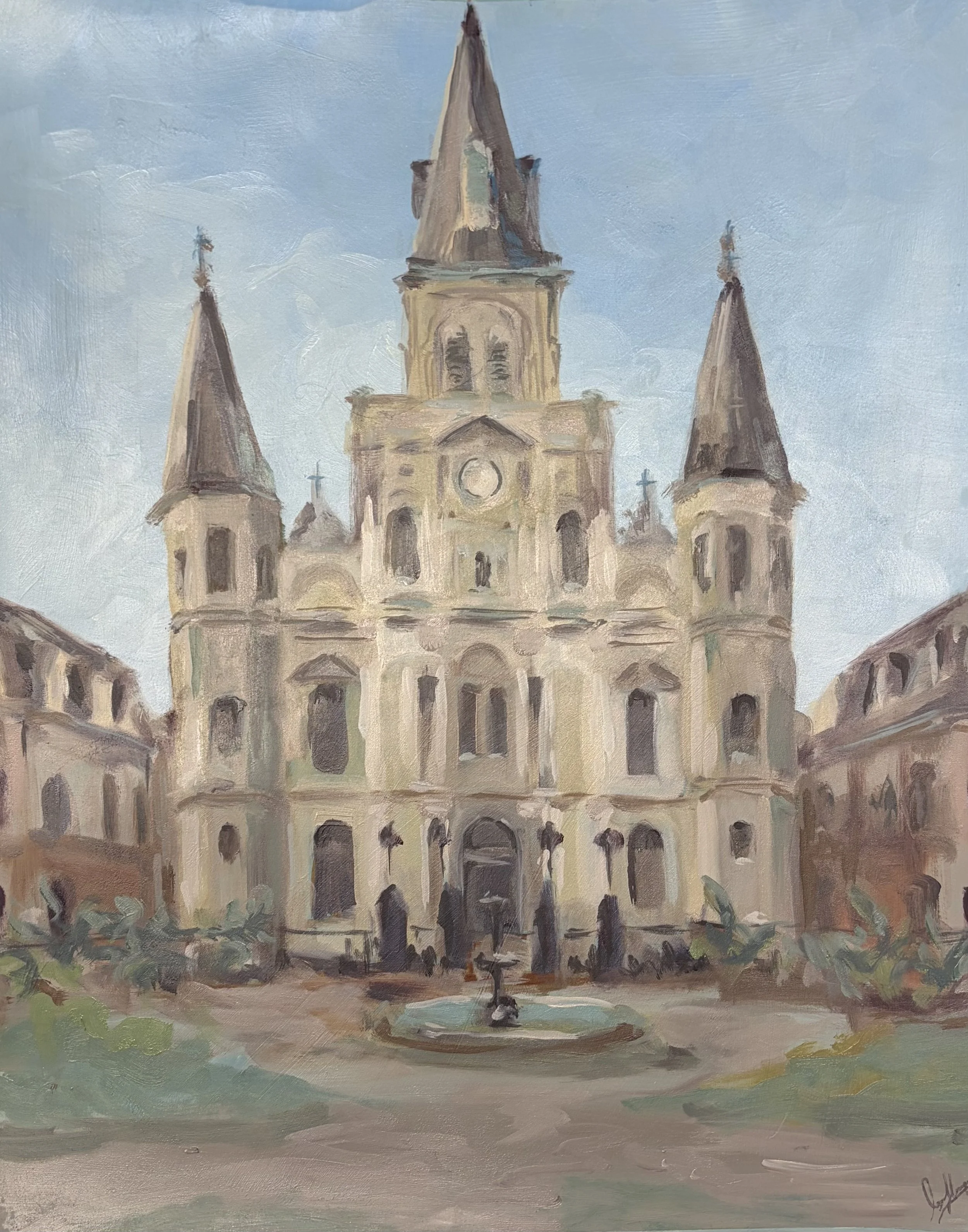 St. Louis Cathedral, oil on paper, 2026