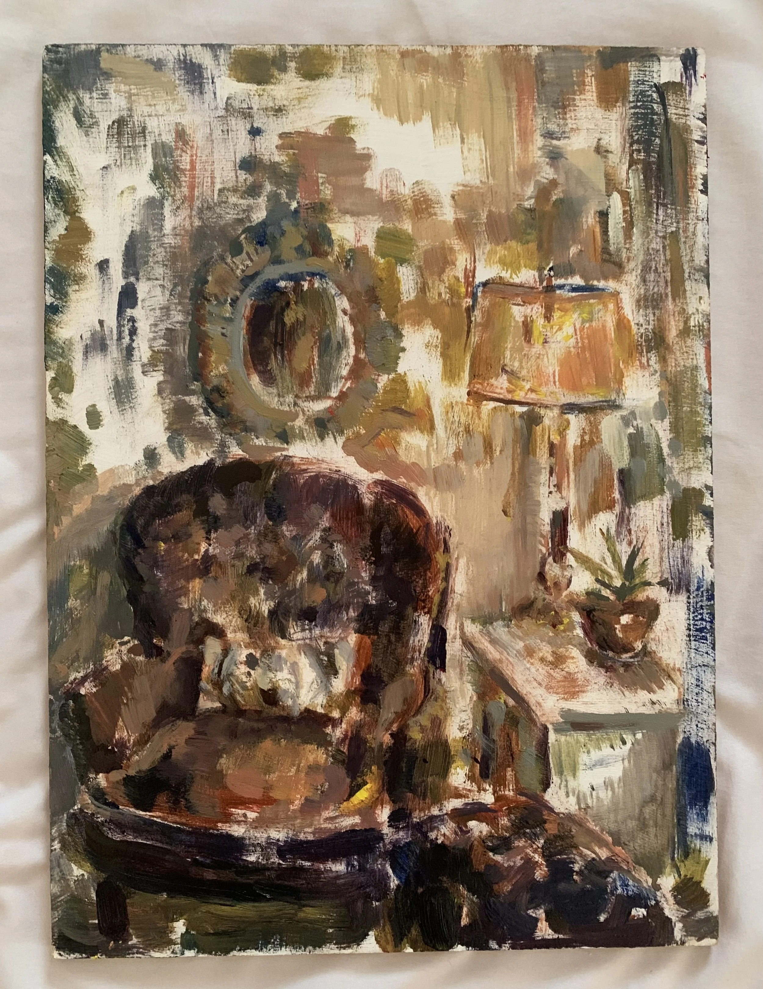 By Lamplight, oil on panel, 2019