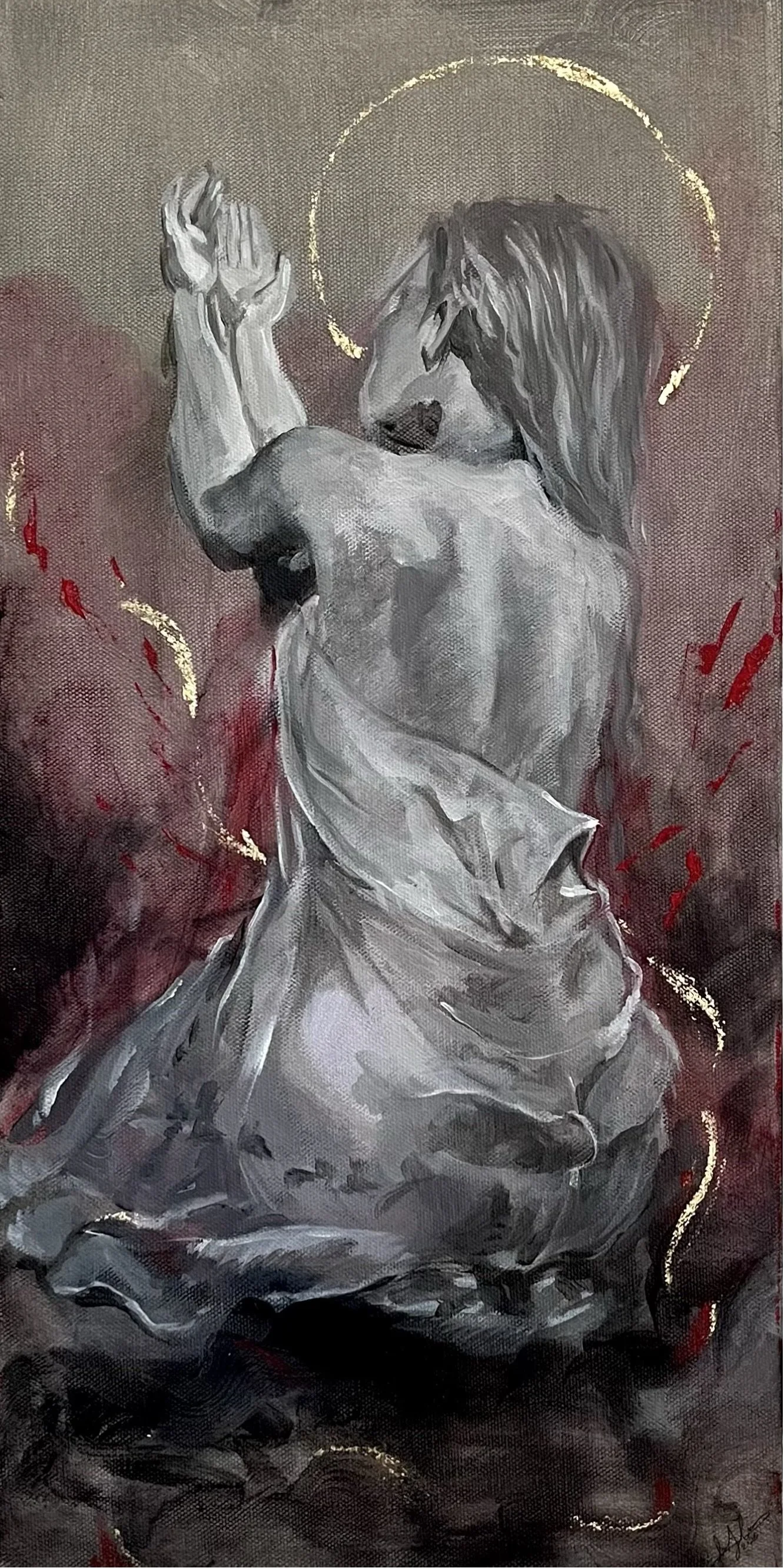 Beloved, acrylic and gold leaf on canvas, 2025