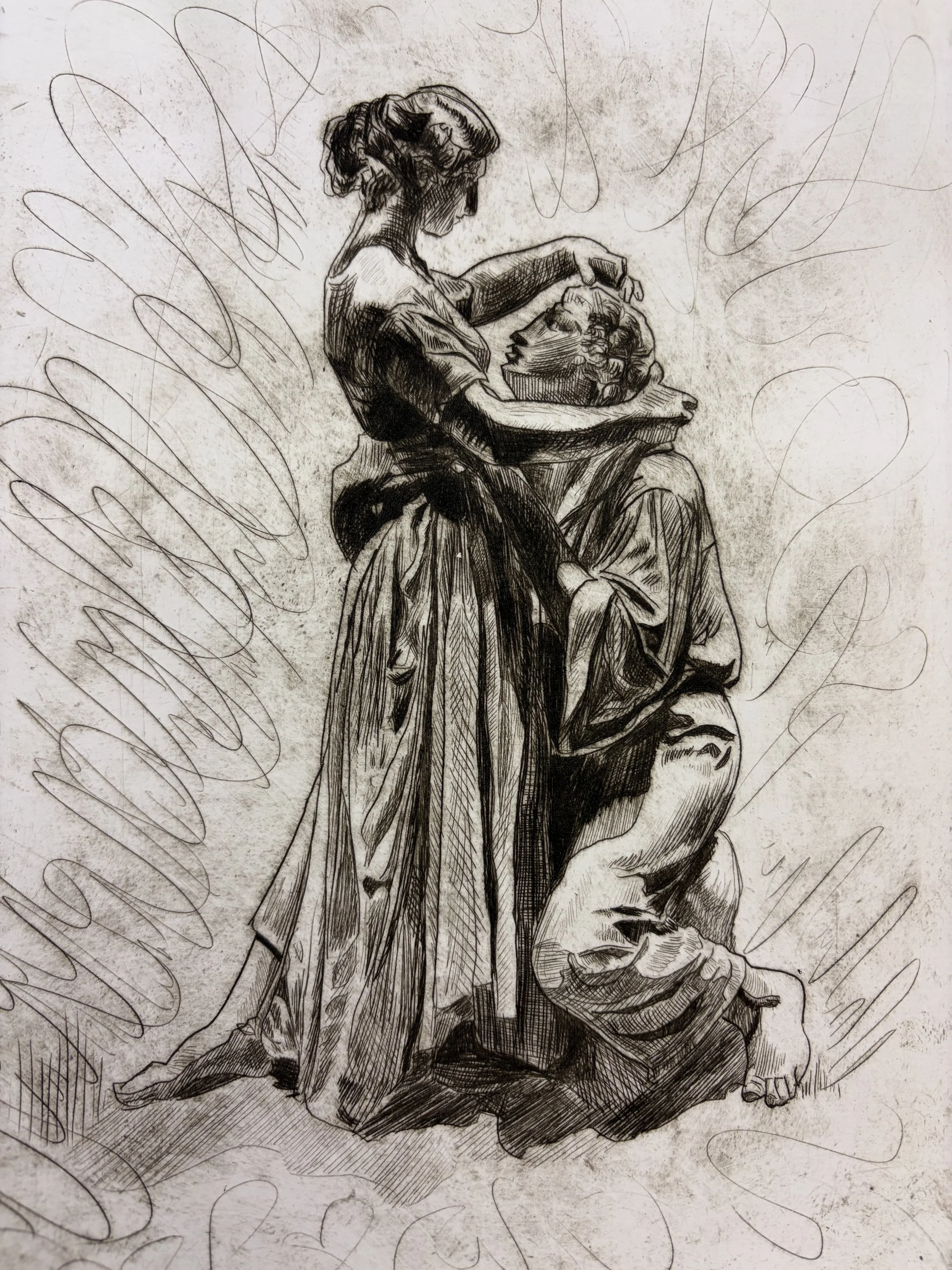 Adoration, drypoint, 2026