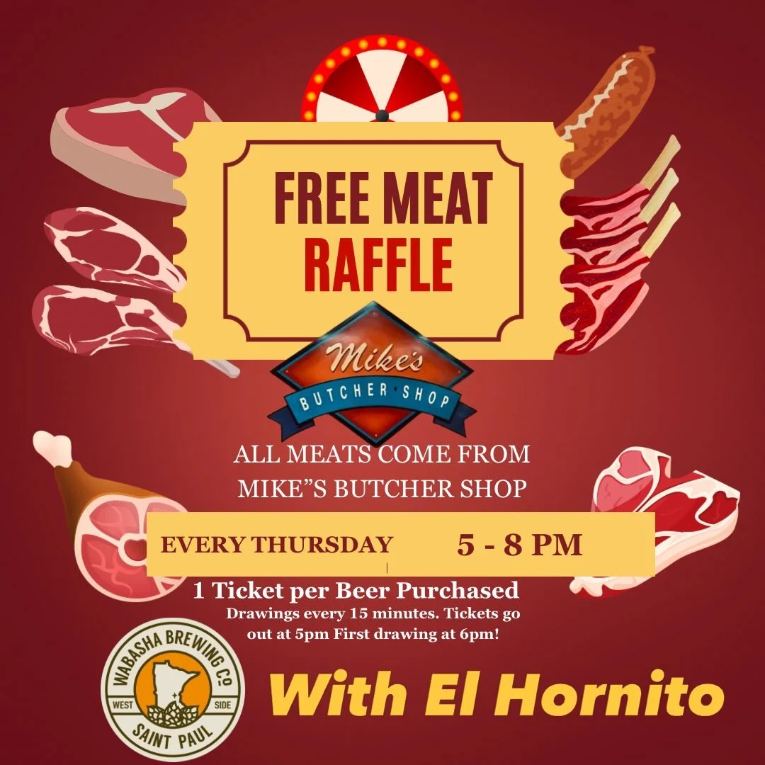 Thursday Night = Meat Raffle + Pizza! 🍻

We&rsquo;re switching things up this week!

Normally you can find El Hornito Wood Fired Pizza at Wabasha Brewery every Friday, but this week they&rsquo;ll be firing up the oven Thursday night from 5&ndash;9pm