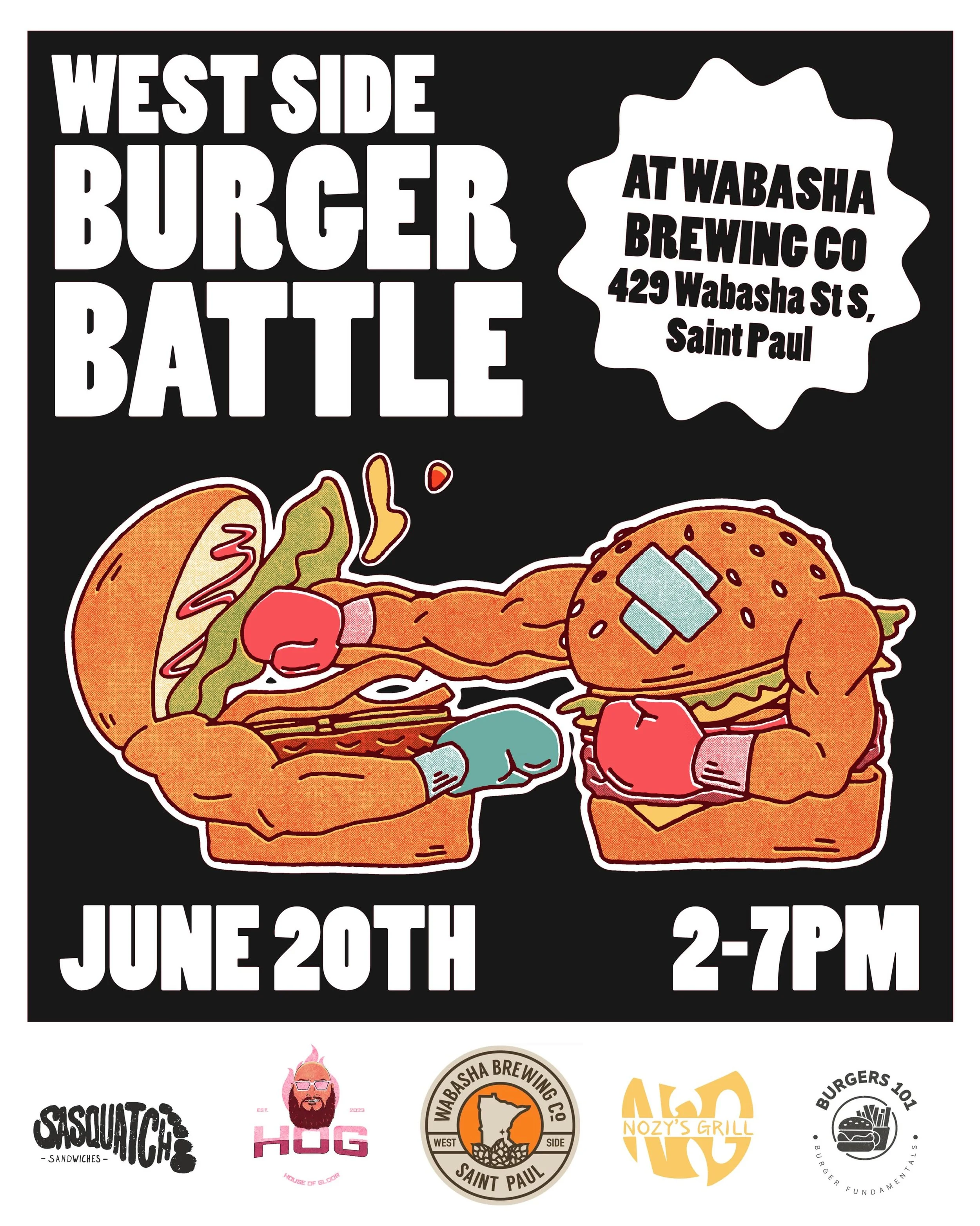 Meet the Burger Lineup 🍔

The battle is almost here!

Who&rsquo;s serving up the best burger at this year&rsquo;s West Side Burger Battle?

🍔 Sasquatch Sandwiches
🍔 Nozy&rsquo;s Grill
🍔 Burgers 101
🍔 House of Gloor

Each truck will be bringing t