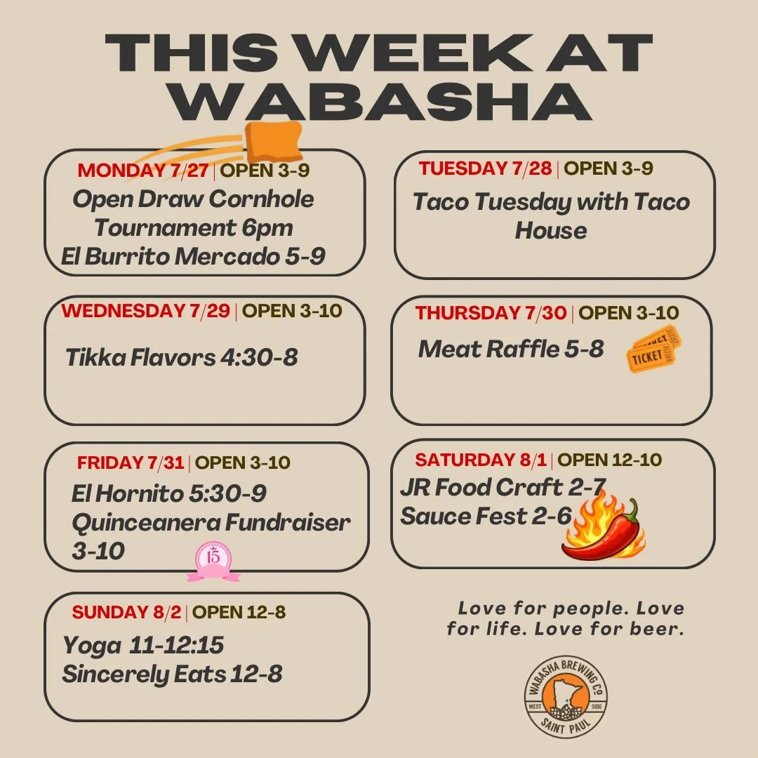 This week is PACKED and we can&rsquo;t wait to share it with you! 🍻🔥

We&rsquo;re kicking things off Monday at 6pm with our Open Draw Cornhole Tournament. Grab a partner, enjoy a cold beer, and join the fun!

Stay tuned for another new beer release