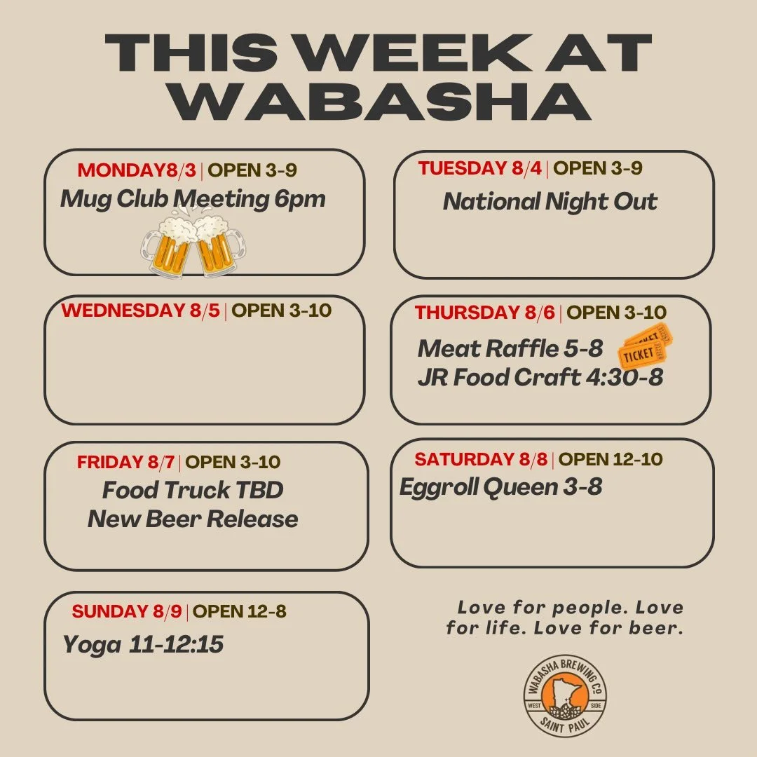 We&rsquo;ve got a great week on tap!🍻

We&rsquo;re kicking things off with our Quarterly Mug Club Meeting on Monday at 6pm. The taproom will be open for Mug Club members only, but the patio will be open to everyone for our Open Draw Cornhole Tournam
