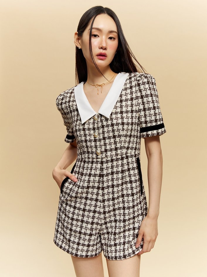 Contrast Collar Tweed Romper.jpg