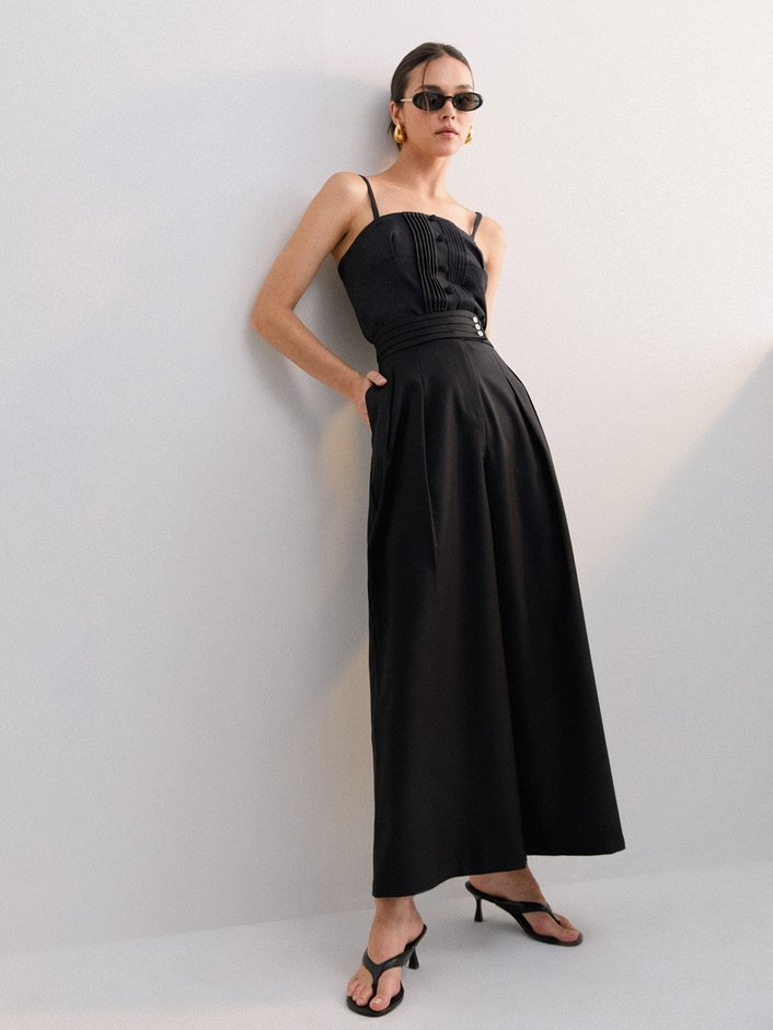 Three Button Wide Leg Pants - Black.jpg