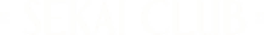 Logo for Sekai Club with bold white text on a black background, including the words 'SEKAI CLUB' and the year '2024'.