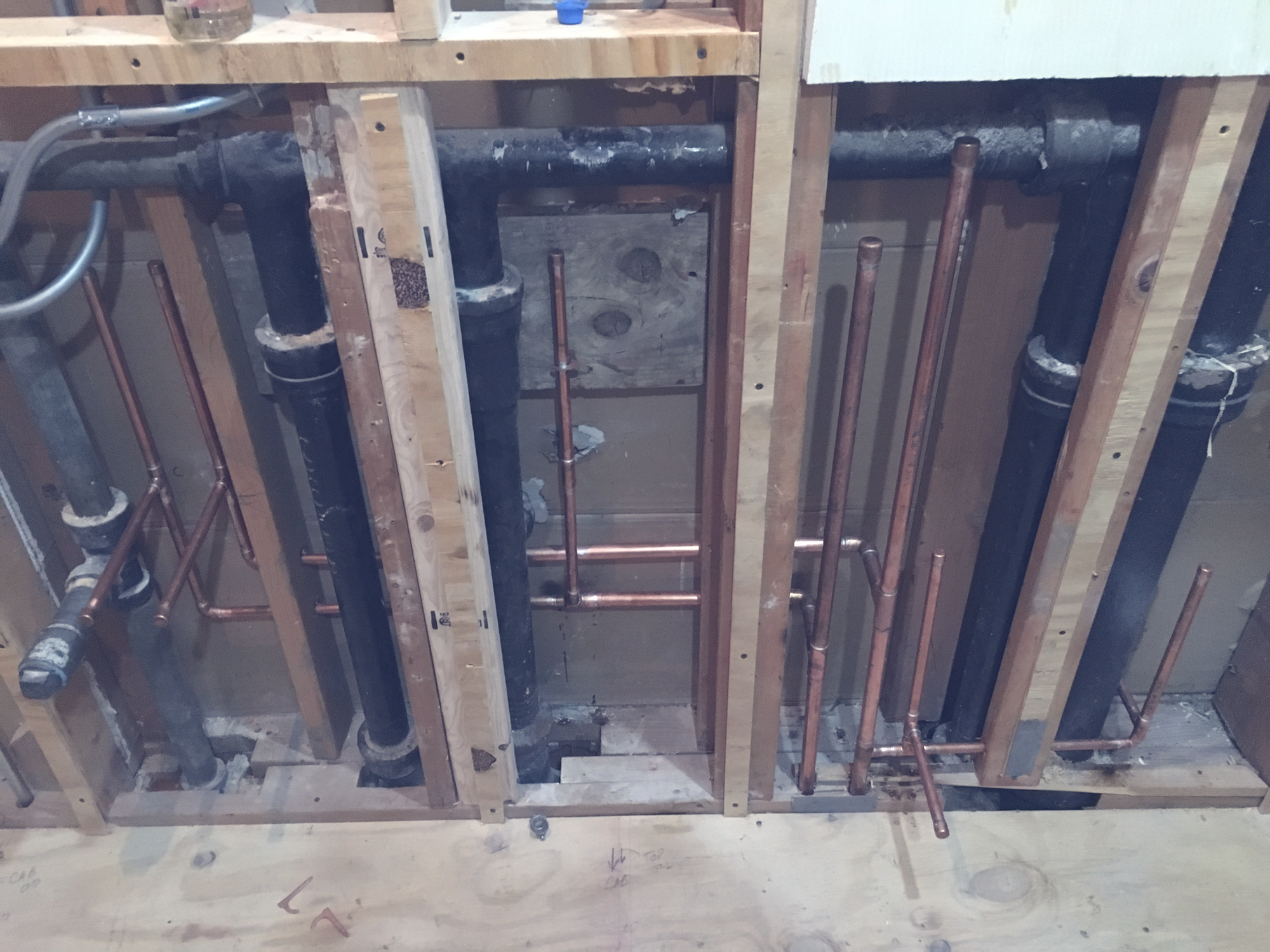 A section of a wall being remodeled in a northwest suburban business