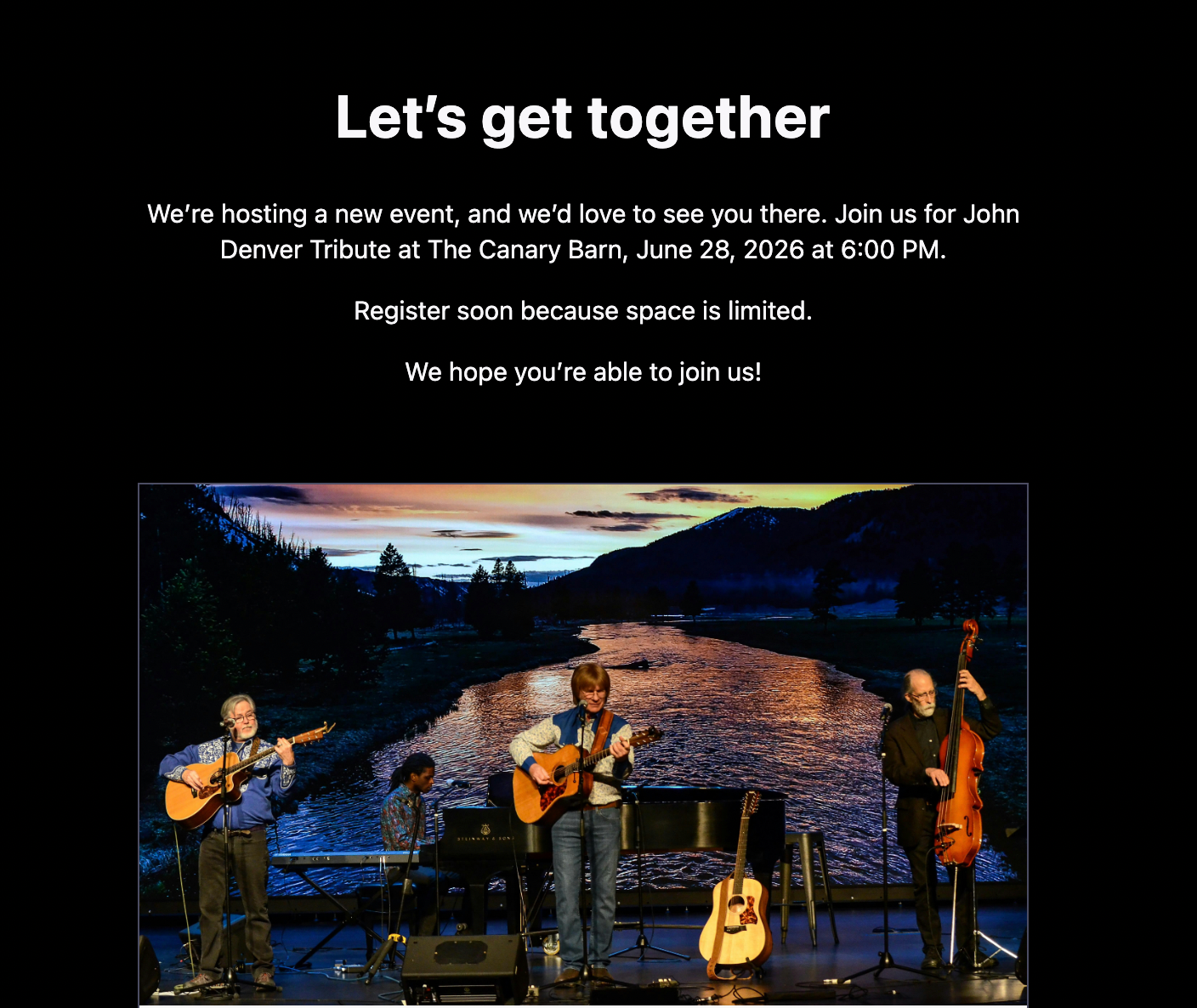 JOHN DENVER TRIBUTE AT THE CANARY BARN