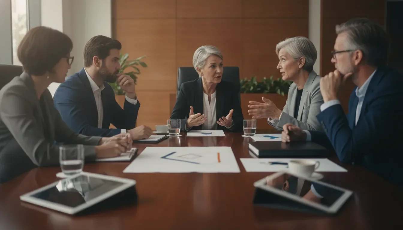 Executive team conducting a cybersecurity incident tabletop discussion