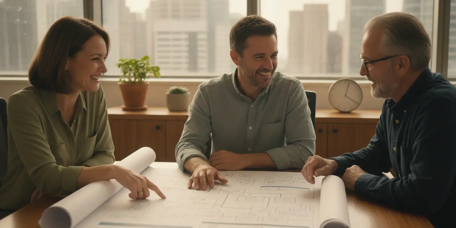 Family business leaders reviewing a technology roadmap with an advisor