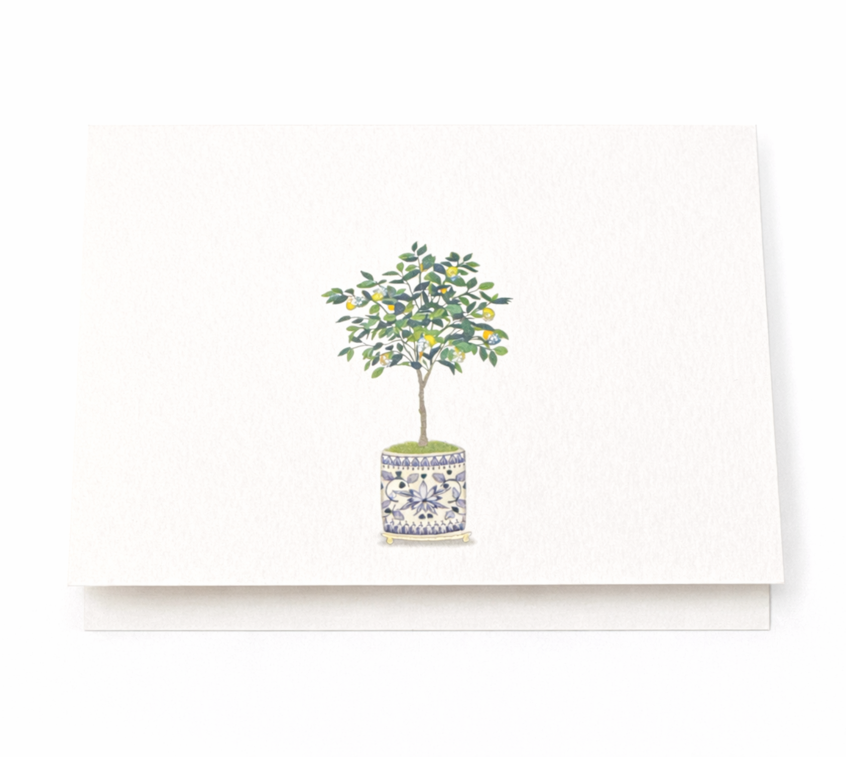 Dolce Vita lemon tree illustrated blank notecard with envelope, Italian inspired luxury stationery