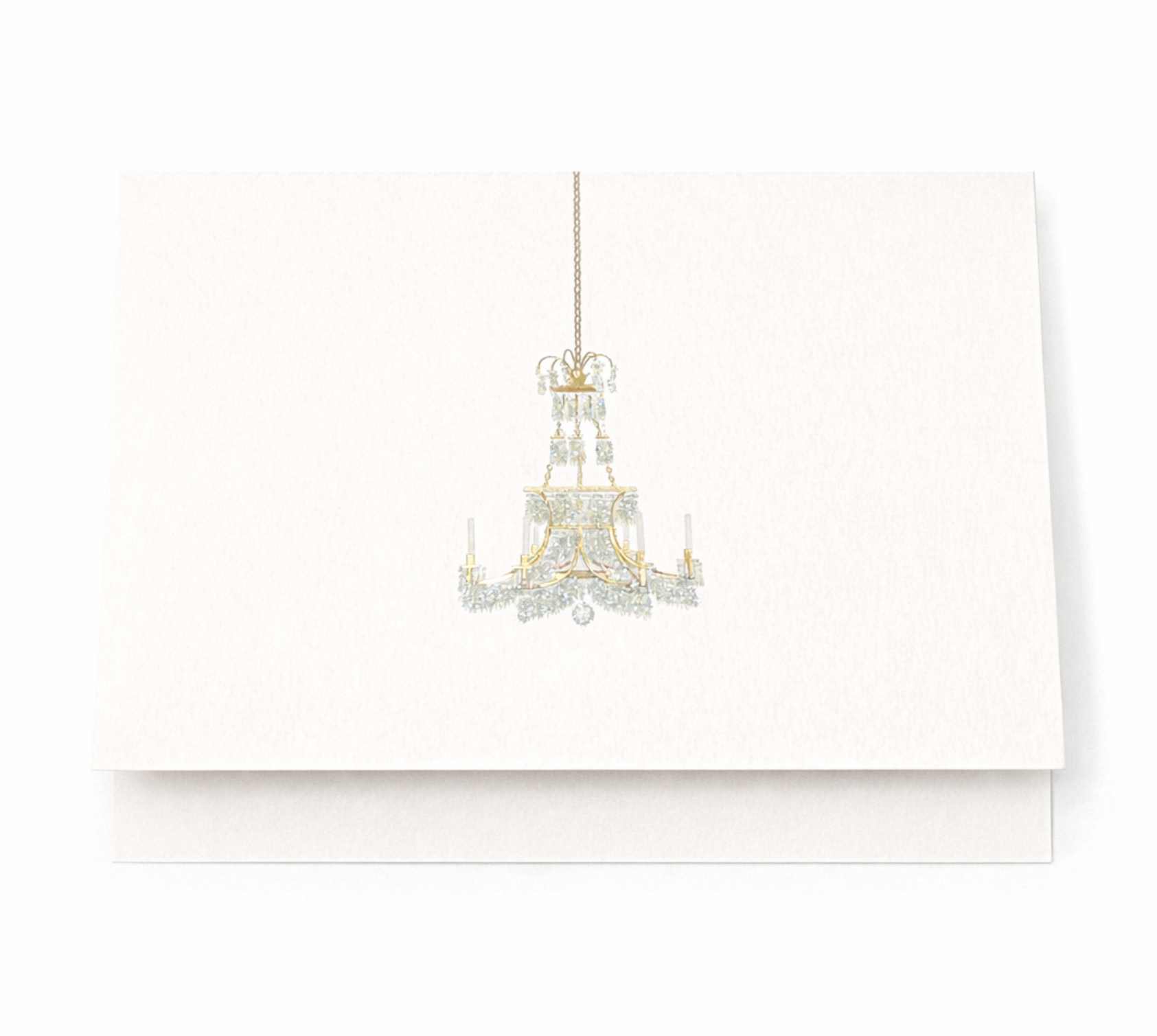 Dolce Vita chandelier illustrated blank notecard with envelope, elegant European inspired stationery