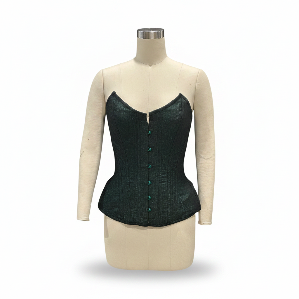 Green & Black Shimmer Overbust Corset.png