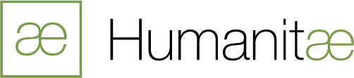 Logo avec le mot 'Humanit' et des bandes vertes à gauche et à droite